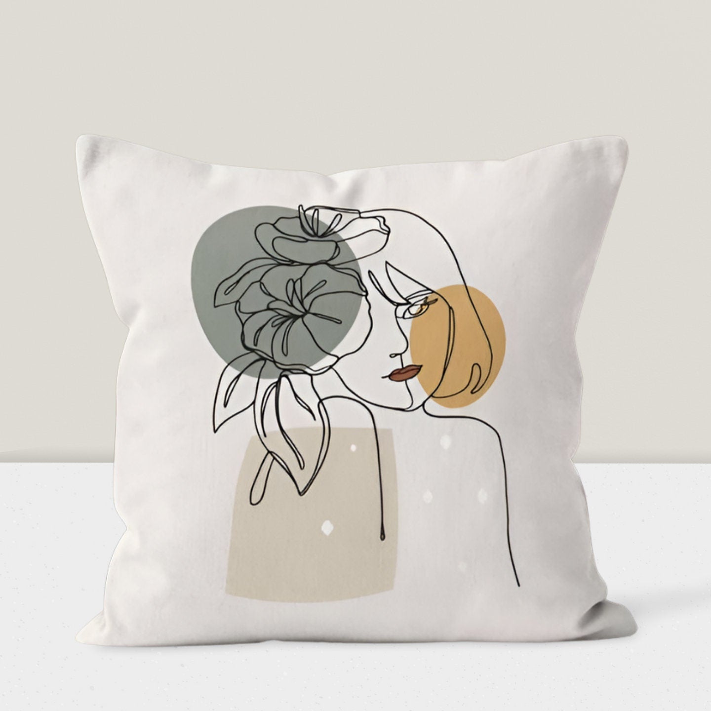 Abstract One Line Drawing Mid Century Modern Cushion Cover