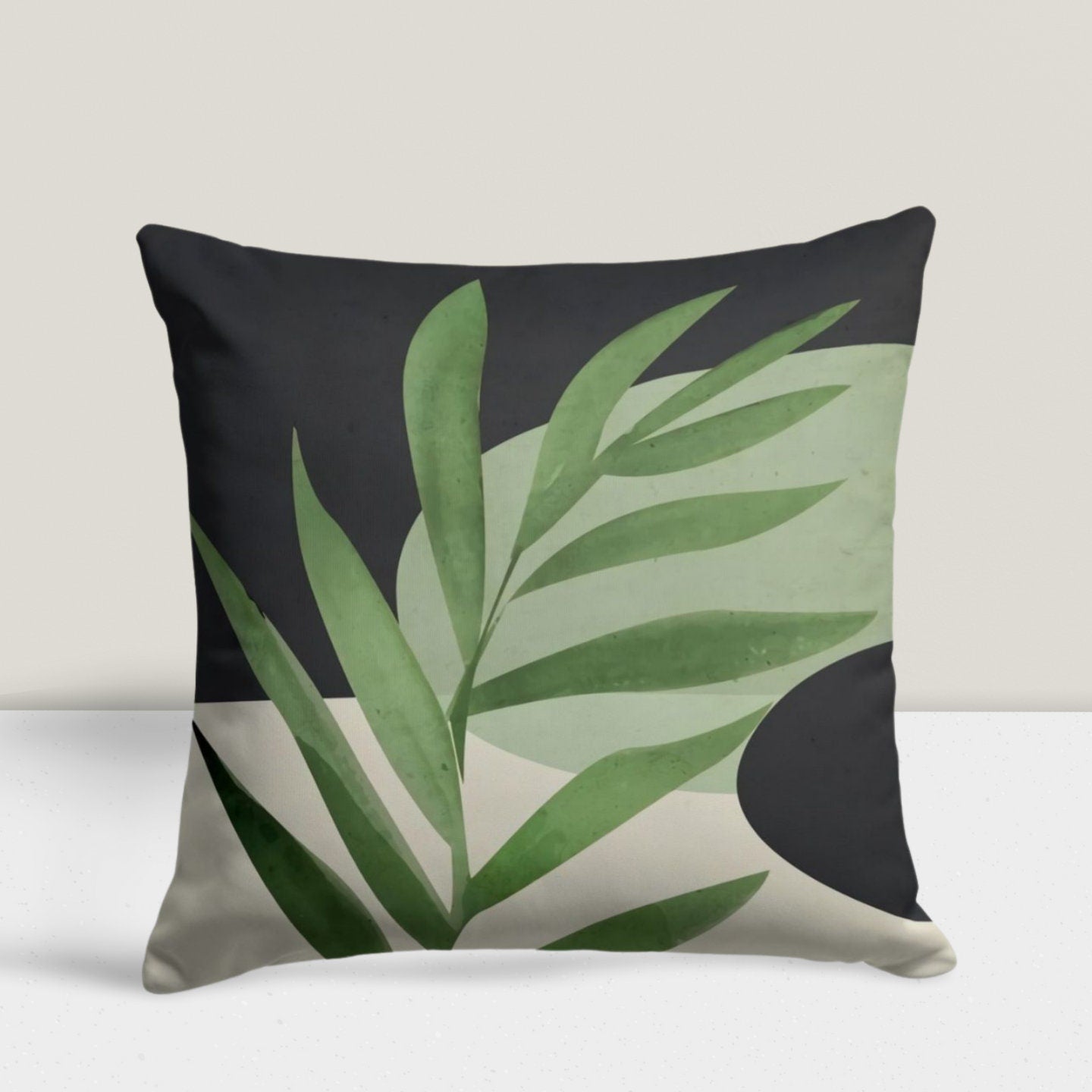 Abstract Monstera Green Floral Boho Cushion Cover