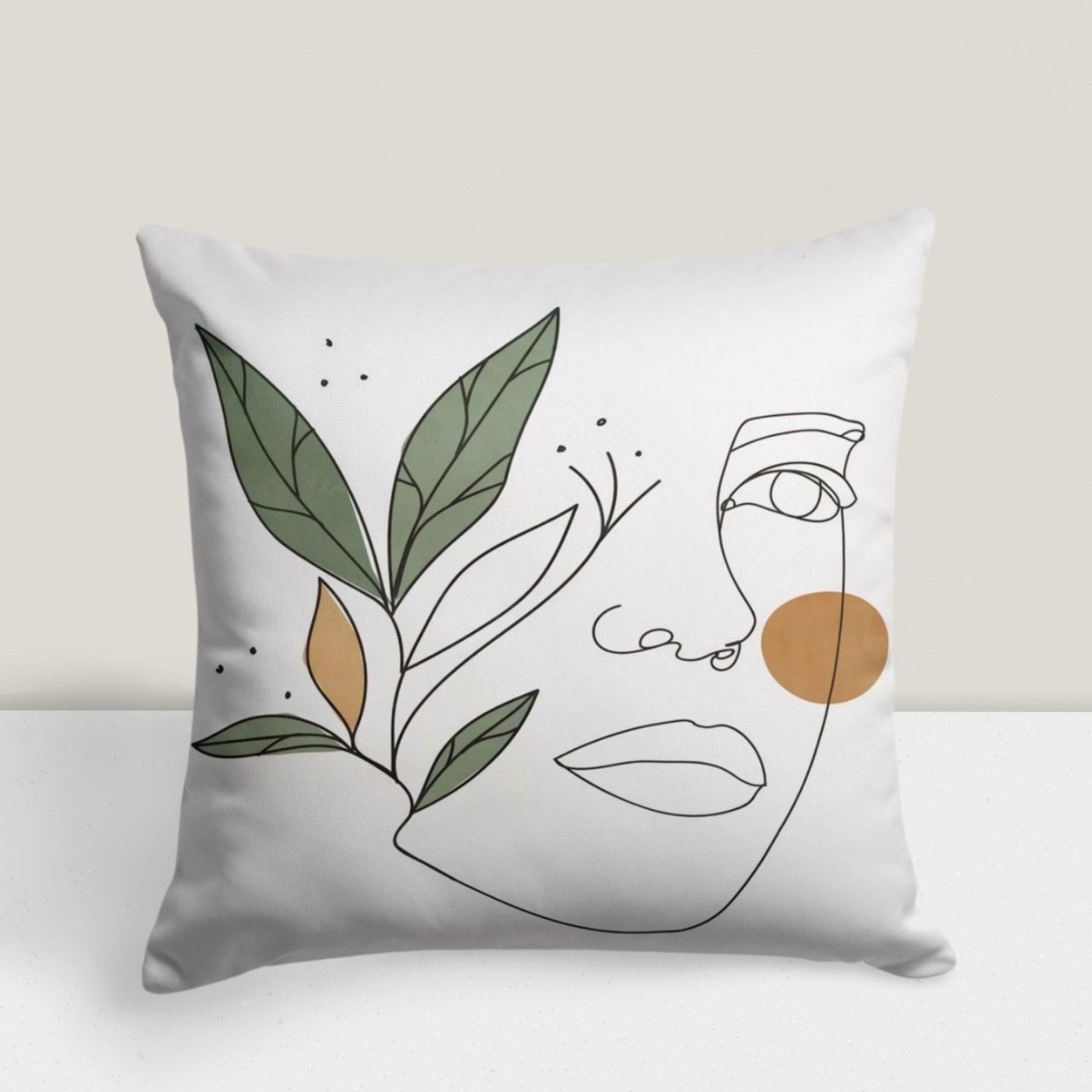 One Stroke Drawing Boho Abstract Floral Cushion Cover