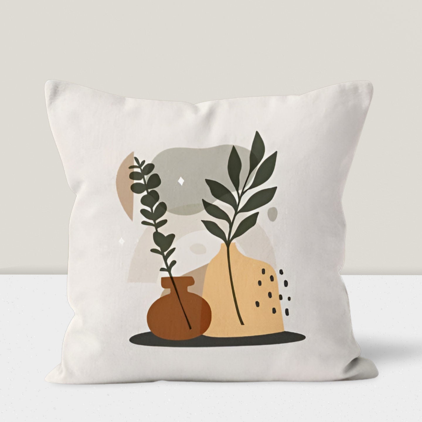 One Stroke Drawing Boho Abstract Floral Cushion Cover