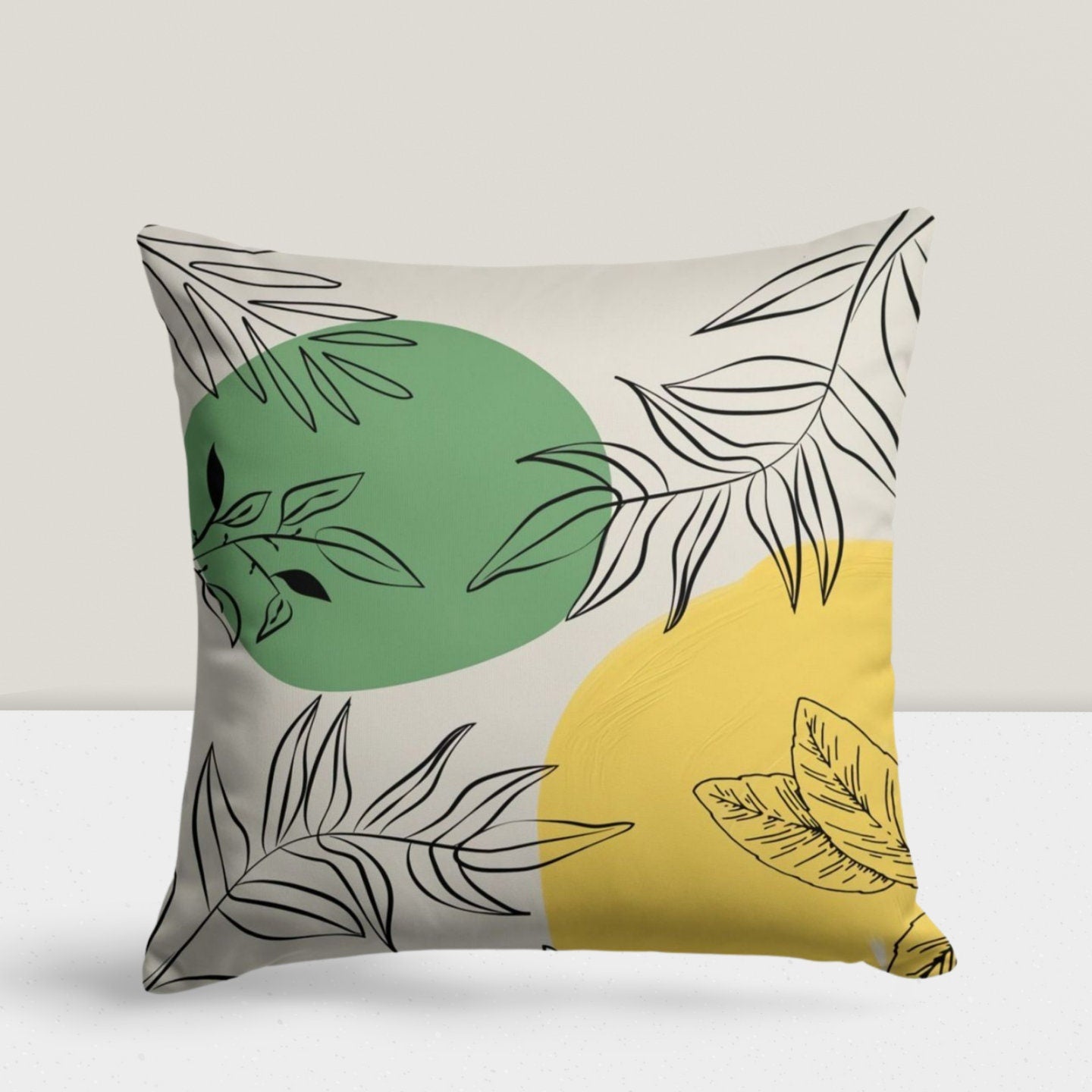 One Stroke Drawing Boho Abstract Floral Cushion Cover