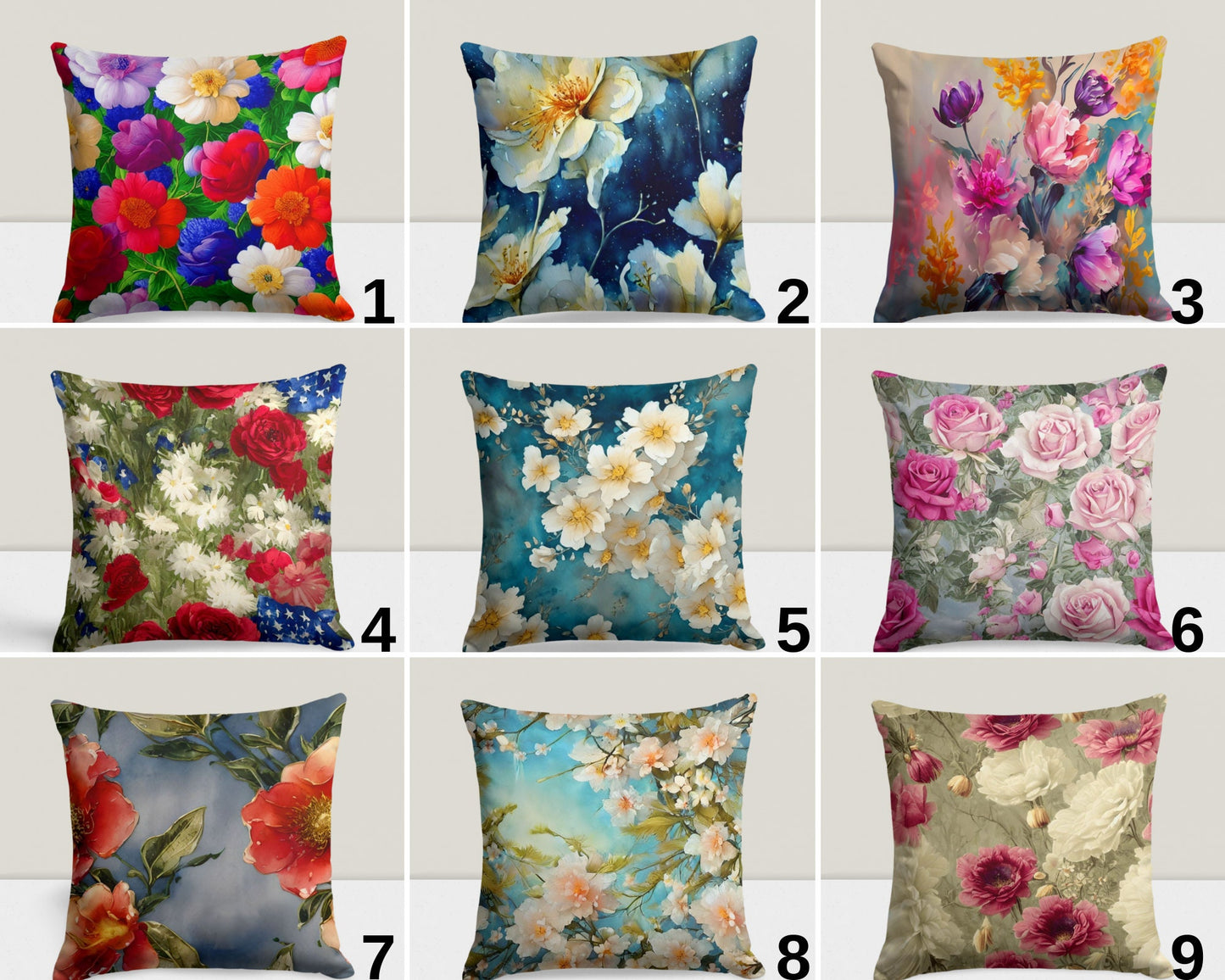 Farmhouse Flower Blossom Tapestry Floral Cushion Cover
