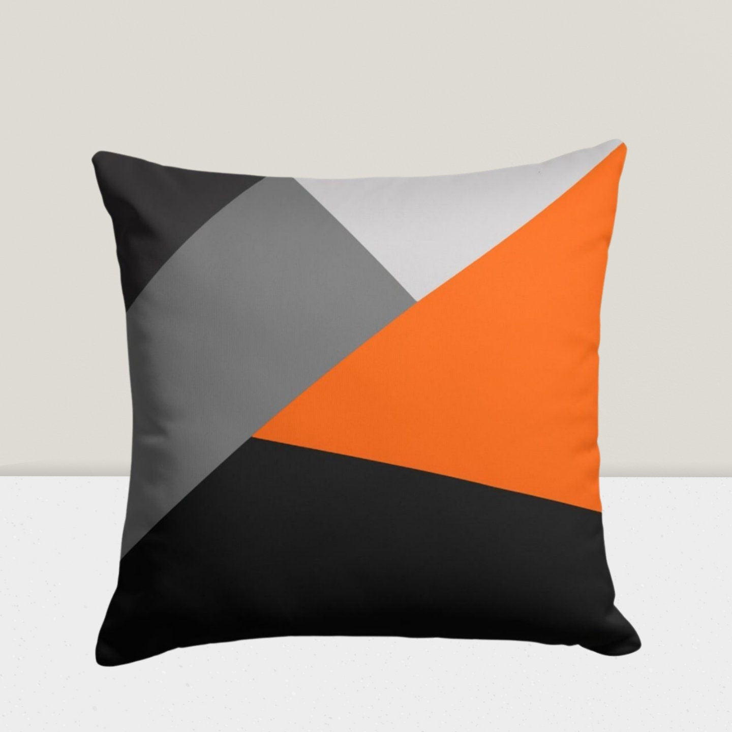 Orange and Black Geometric Modern Cushion Cover
