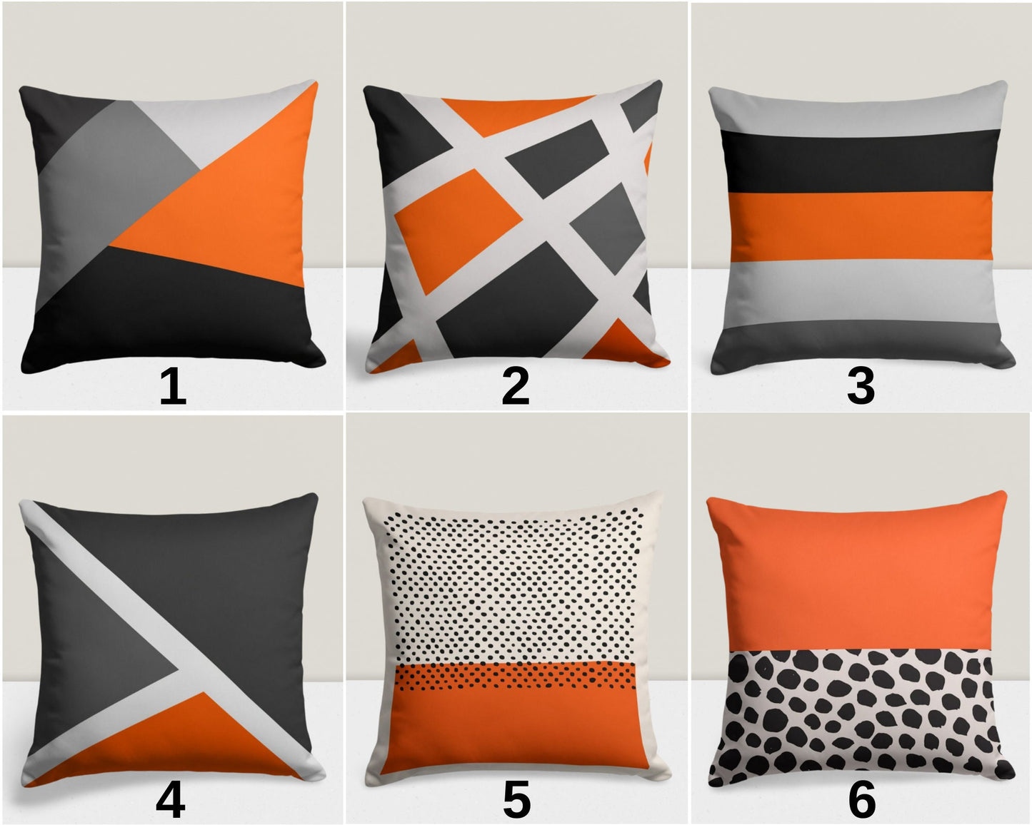 Orange and Black Geometric Modern Cushion Cover