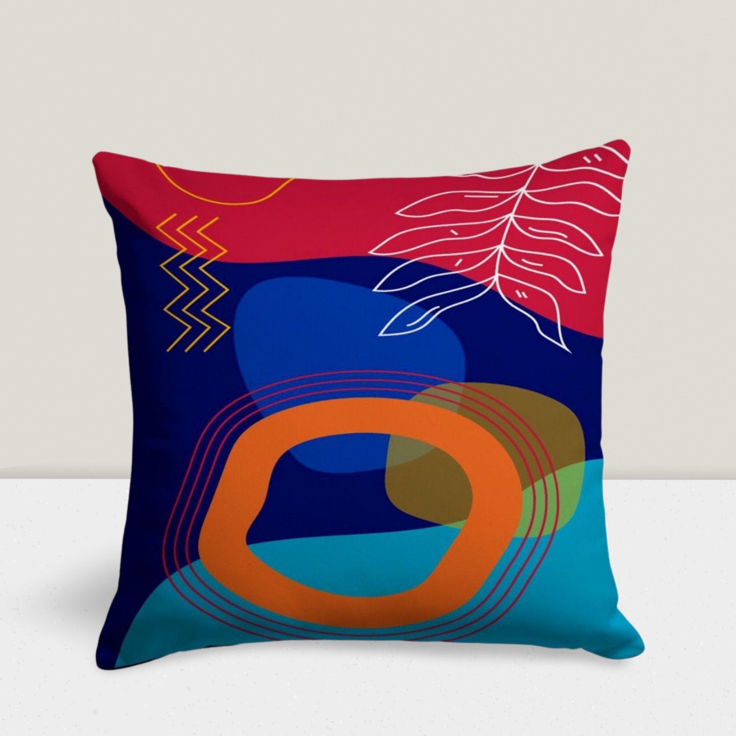 Colorful Abstract Shapes Modern Art Deco Cushion Cover