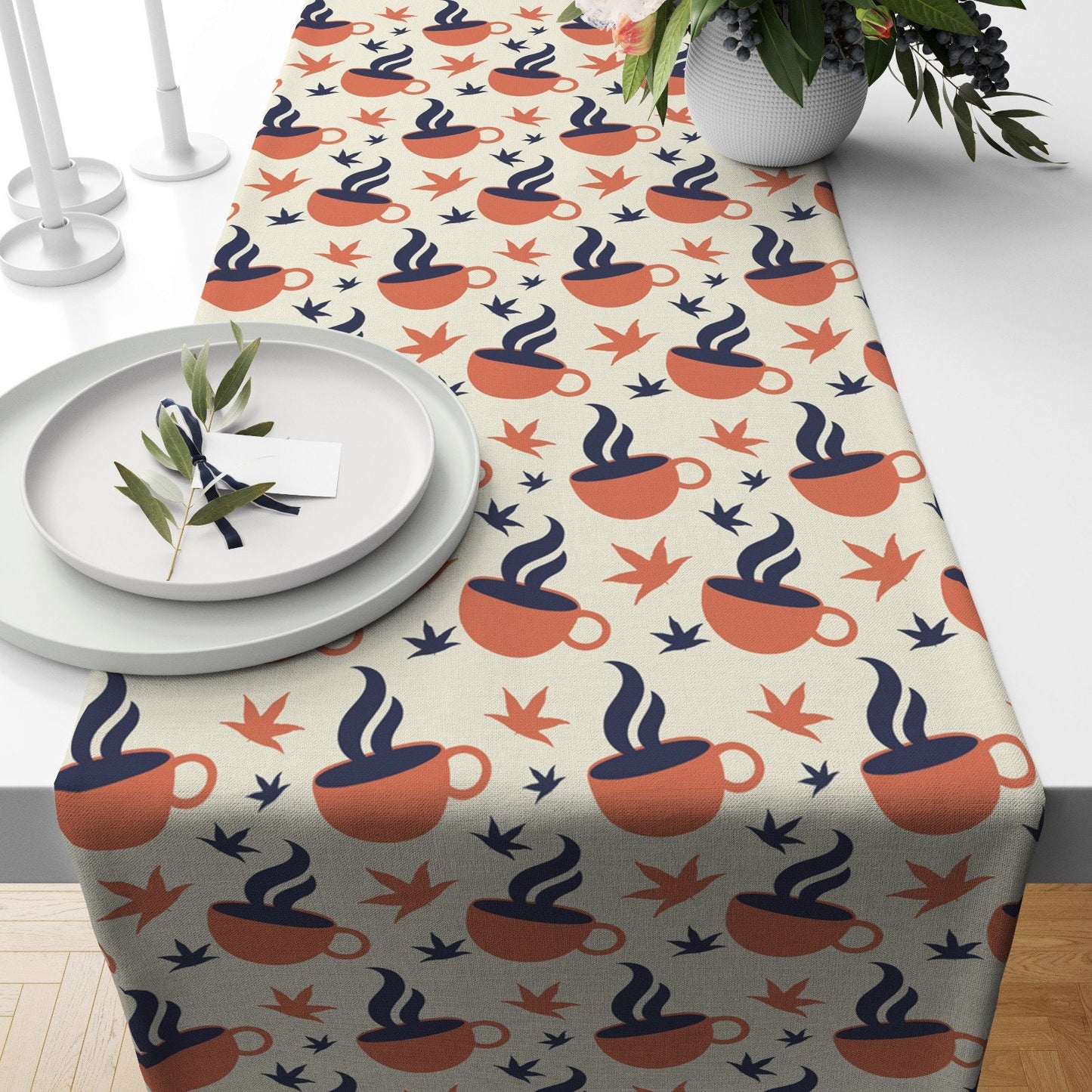 Woodland Creatures and Leaf Decoration Autumn Forest Table Runner