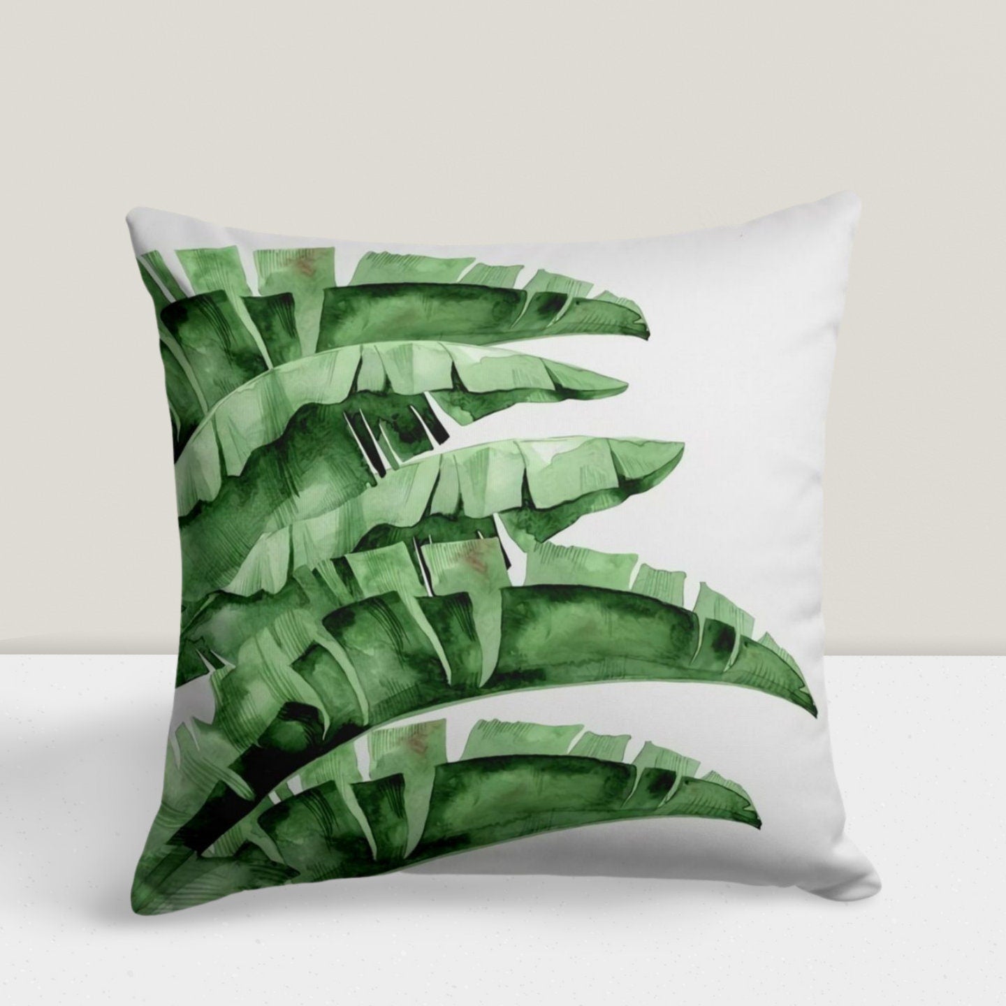 Monstera Green Palm Leaves Tropical Cushion Cover