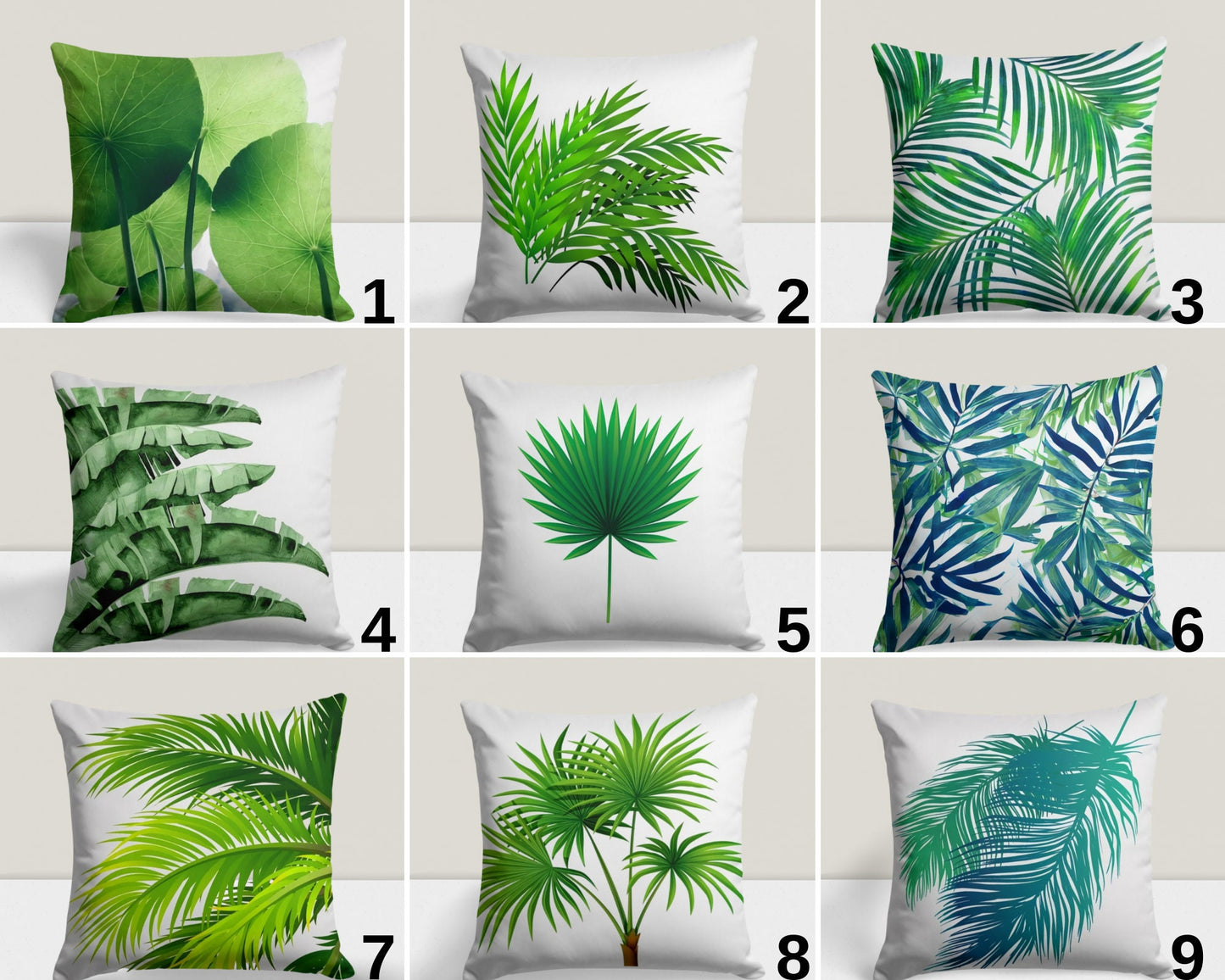 Monstera Green Palm Leaves Tropical Cushion Cover
