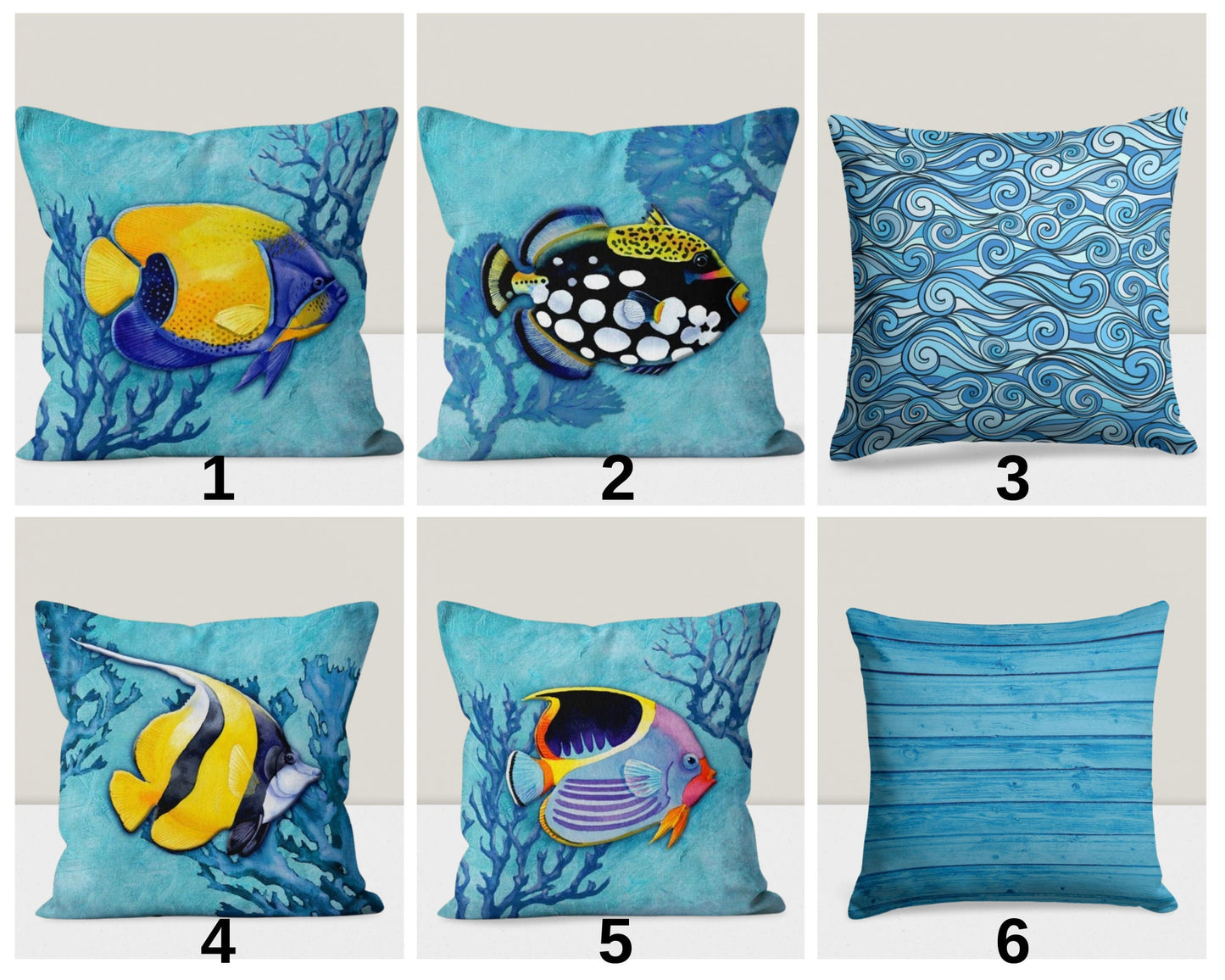 Summer Holiday Sea Theme Coastal Fish Cushion Cover