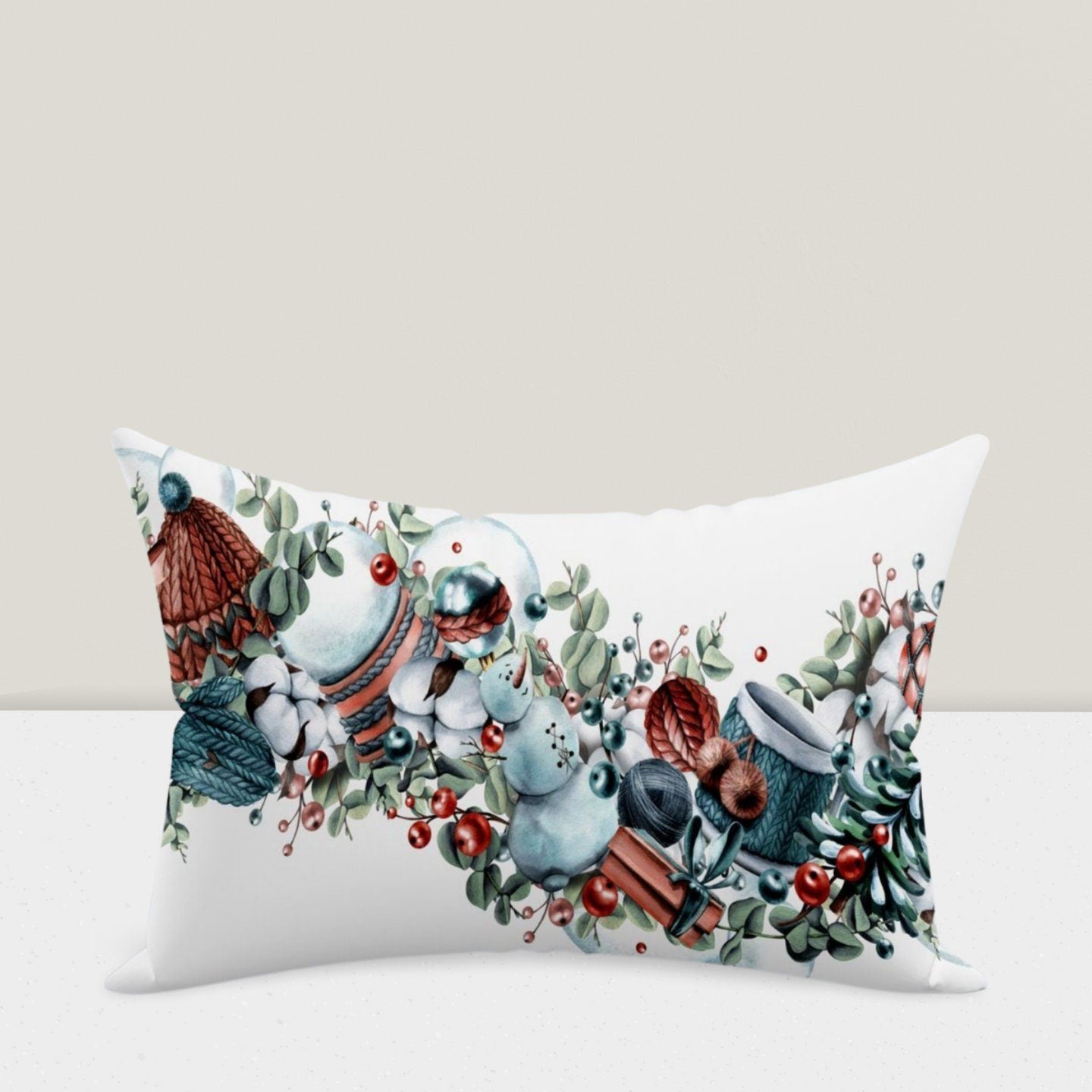 Christmas Festive Home Decor Xmas Lumbar Cushion Cover