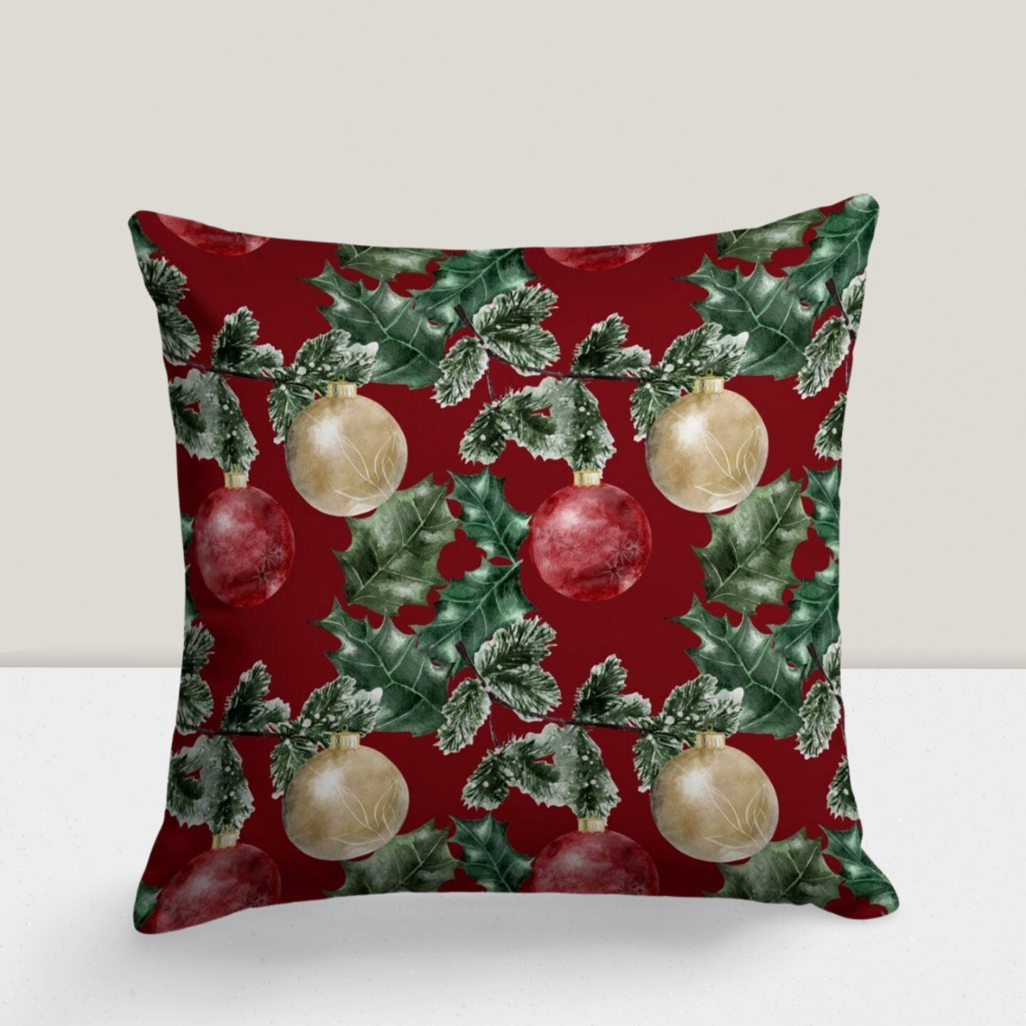 Christmas Ornaments Xmas Plaid Poinsettia Cushion Cover