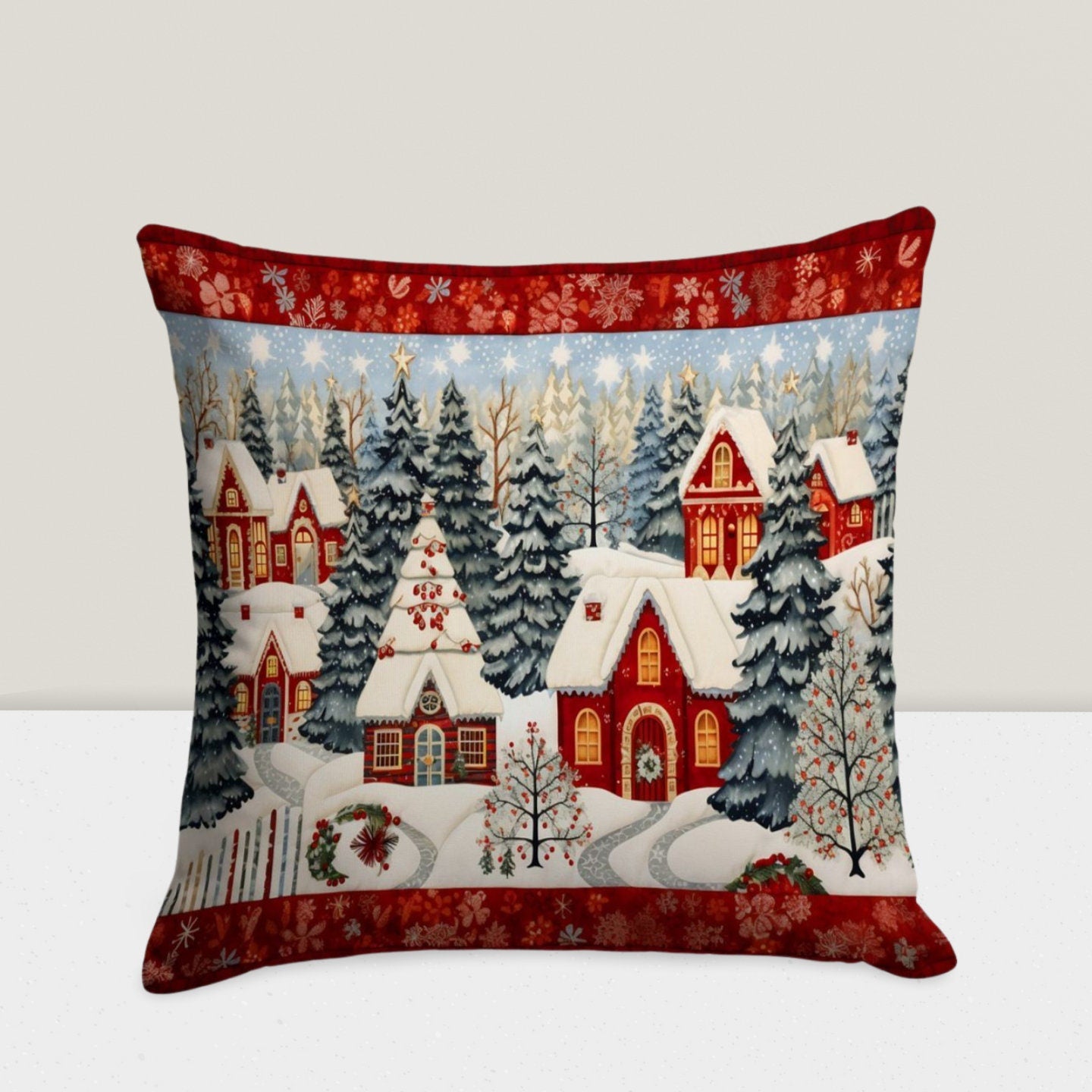 Santa Snowflake Winter Decor Christmas Cushion Cover