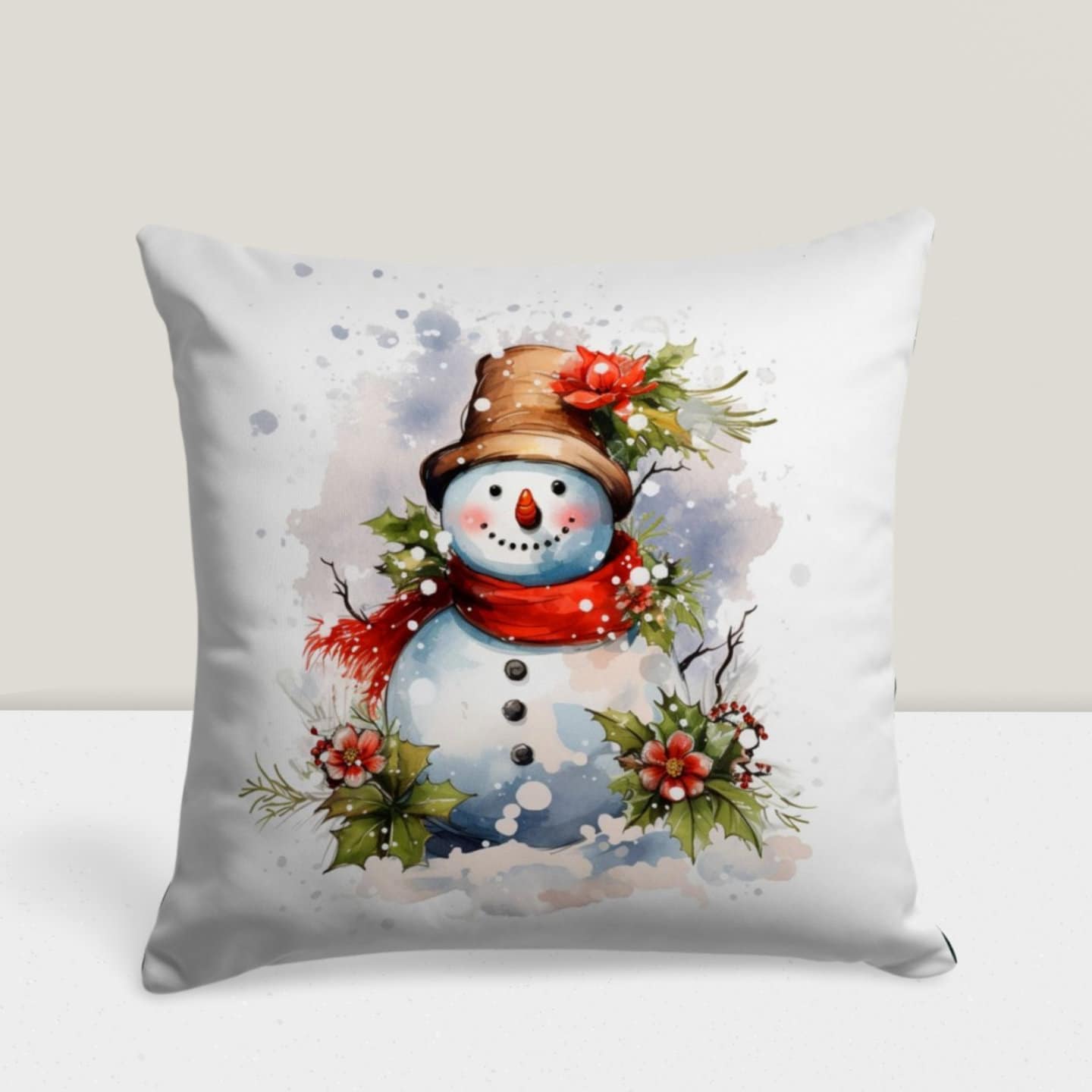 Christmas Wreath Festive Holiday Themed Cushion Cover