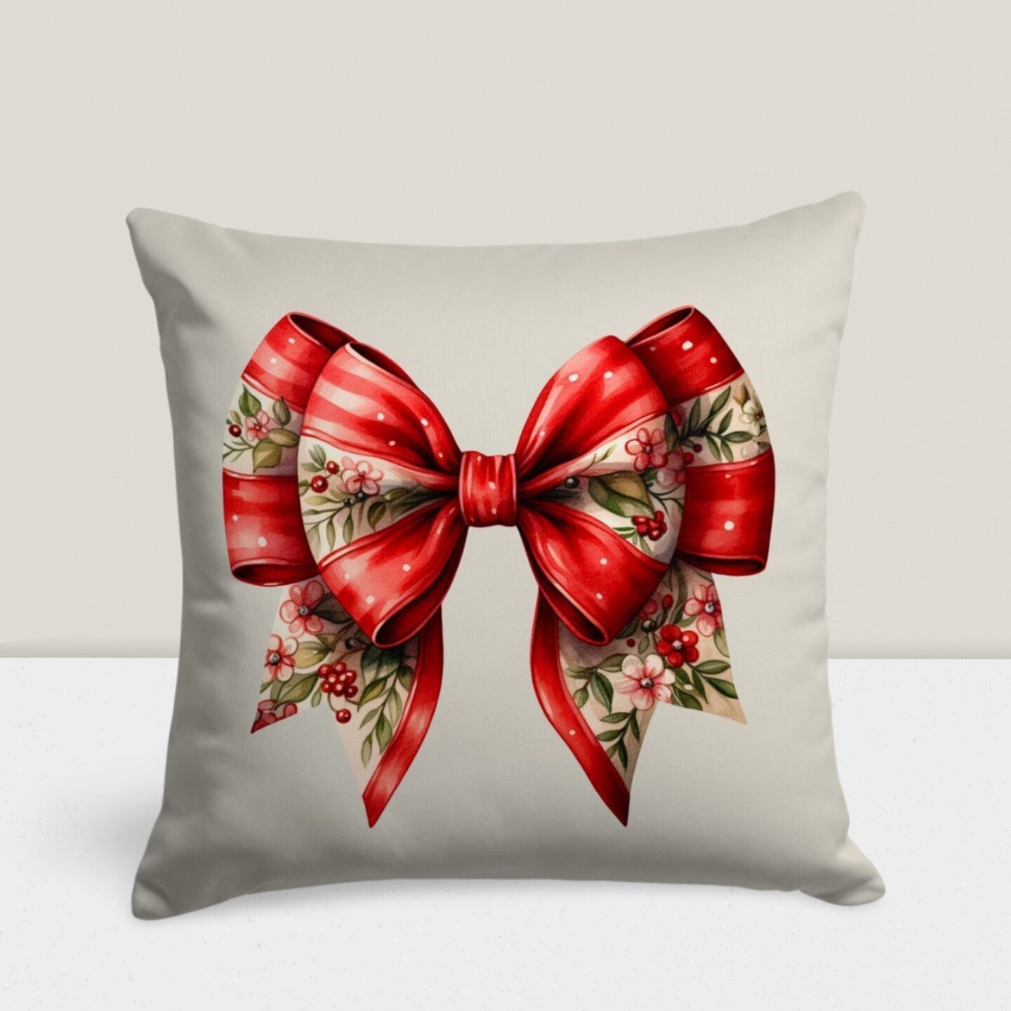 Christmas Wreath Festive Holiday Themed Cushion Cover