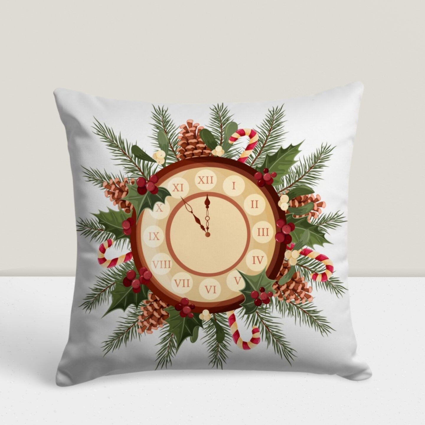 Christmas Wreath Festive Holiday Themed Cushion Cover