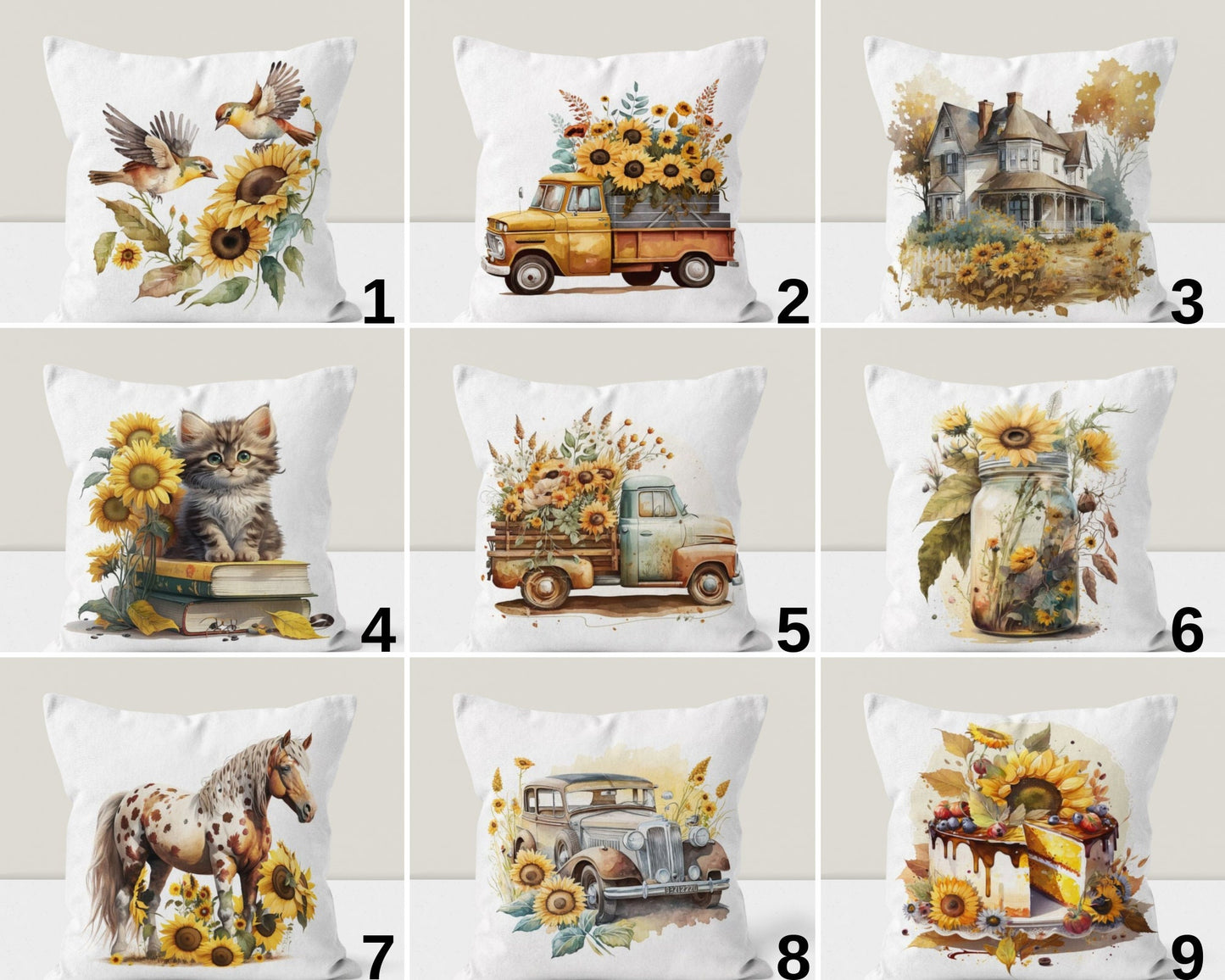 Sunflower Farmhouse Decor Cushion Cover