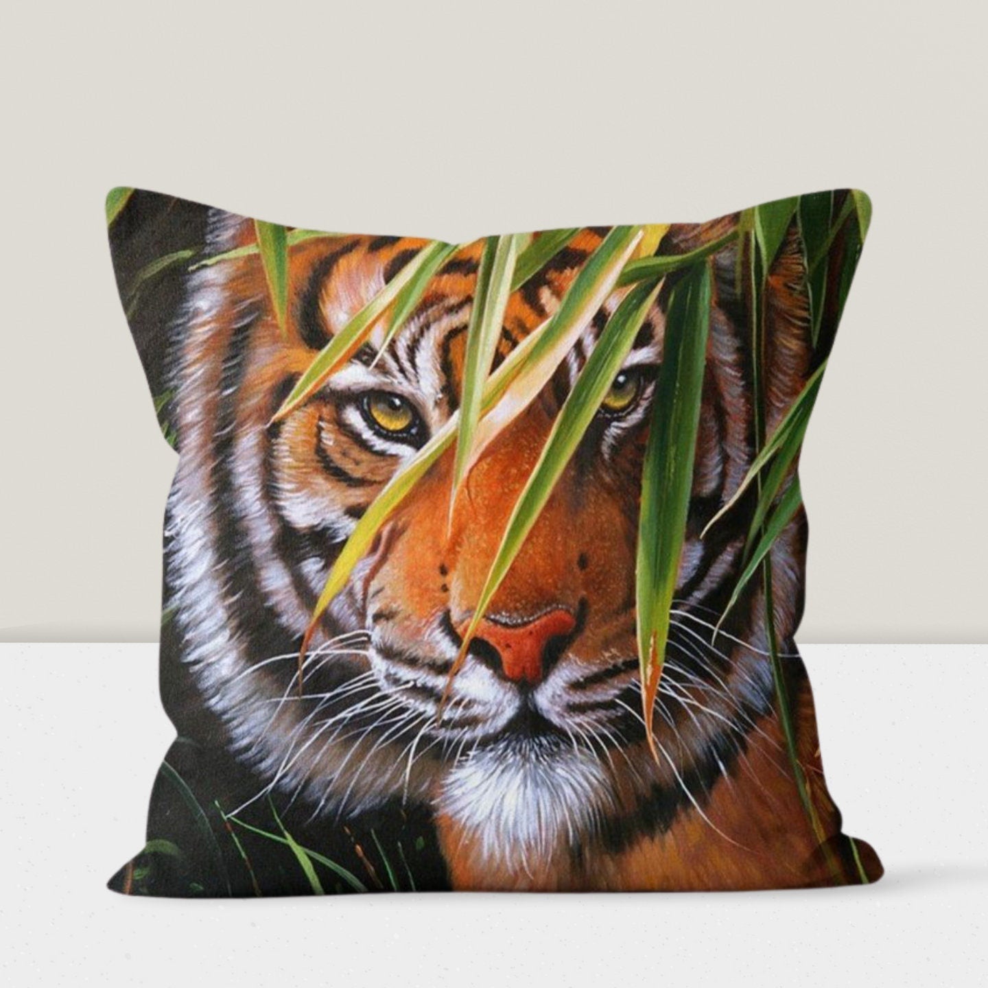 Bengal Tiger Cushion Cover Jungle Animal Print Tropical Home Decor