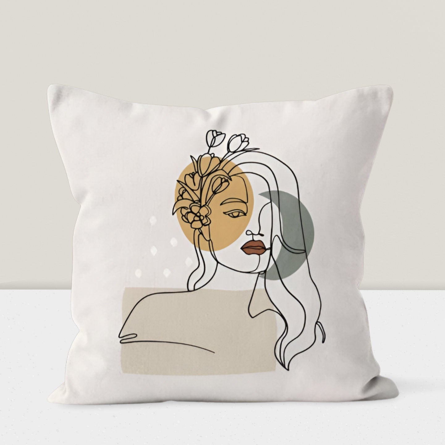 Abstract One Line Drawing Mid Century Modern Cushion Cover