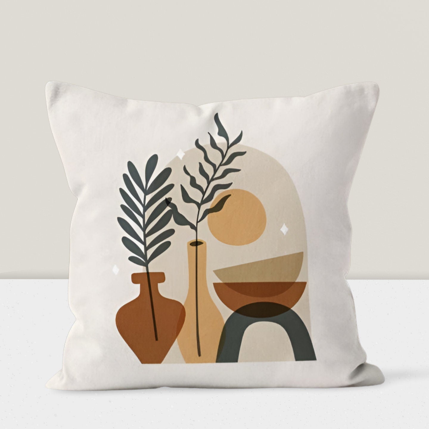 Abstract One Line Drawing Mid Century Modern Cushion Cover