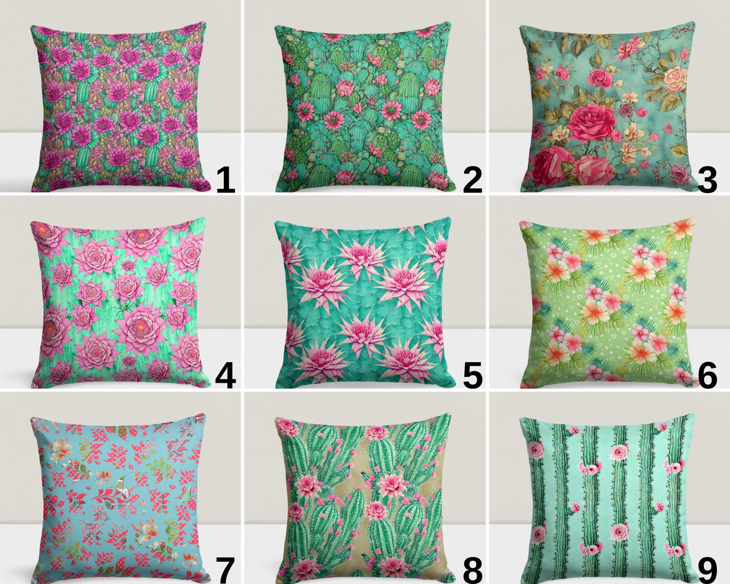 Flower Succulent Cactus Plant Cushion Cover