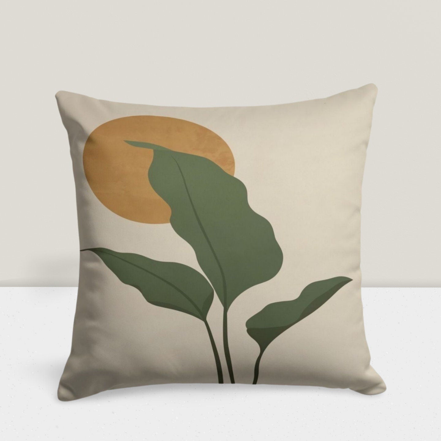 Abstract Monstera Green Floral Boho Cushion Cover