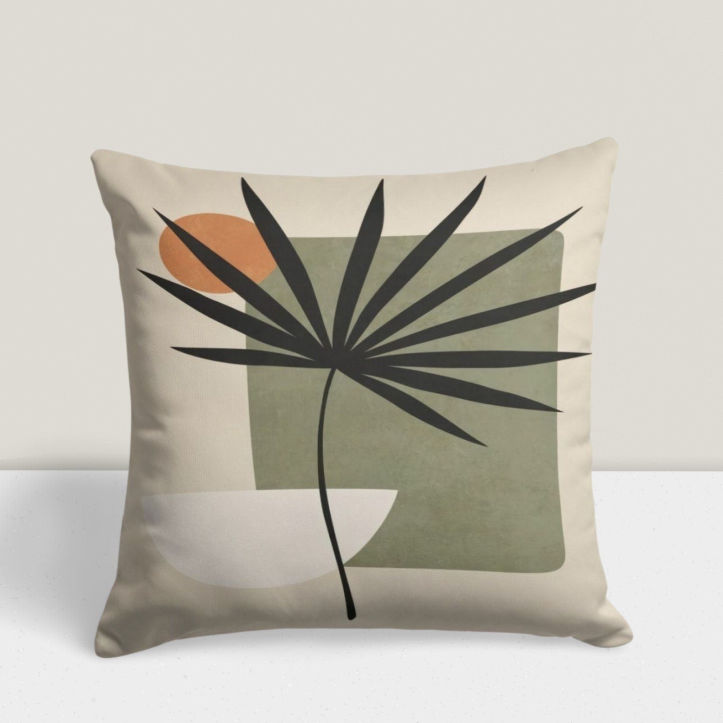 Abstract Monstera Green Floral Boho Cushion Cover