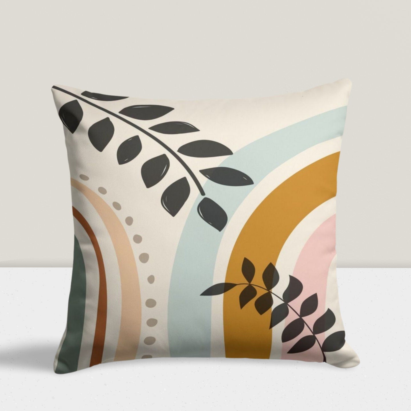 Abstract Monstera Green Floral Boho Cushion Cover