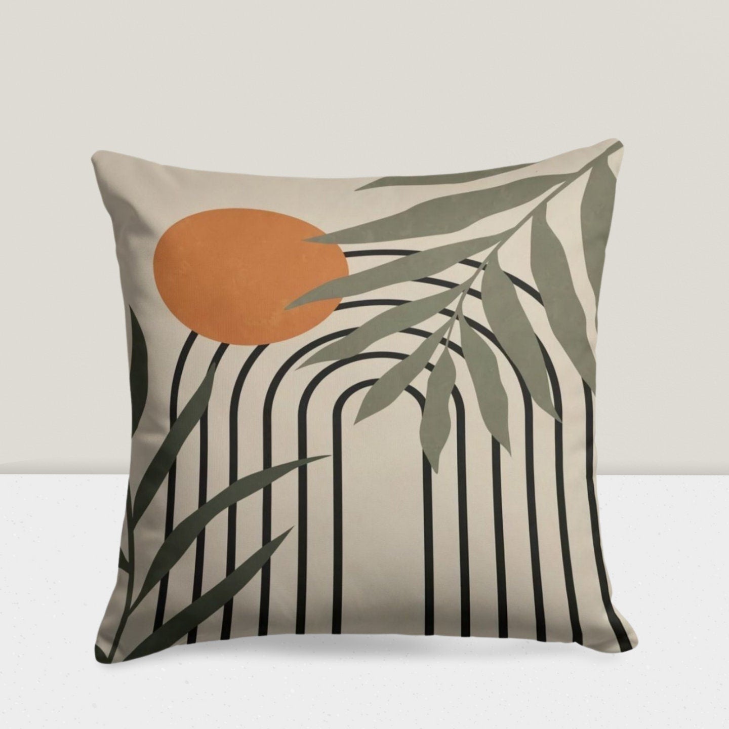 Abstract Monstera Green Floral Boho Cushion Cover