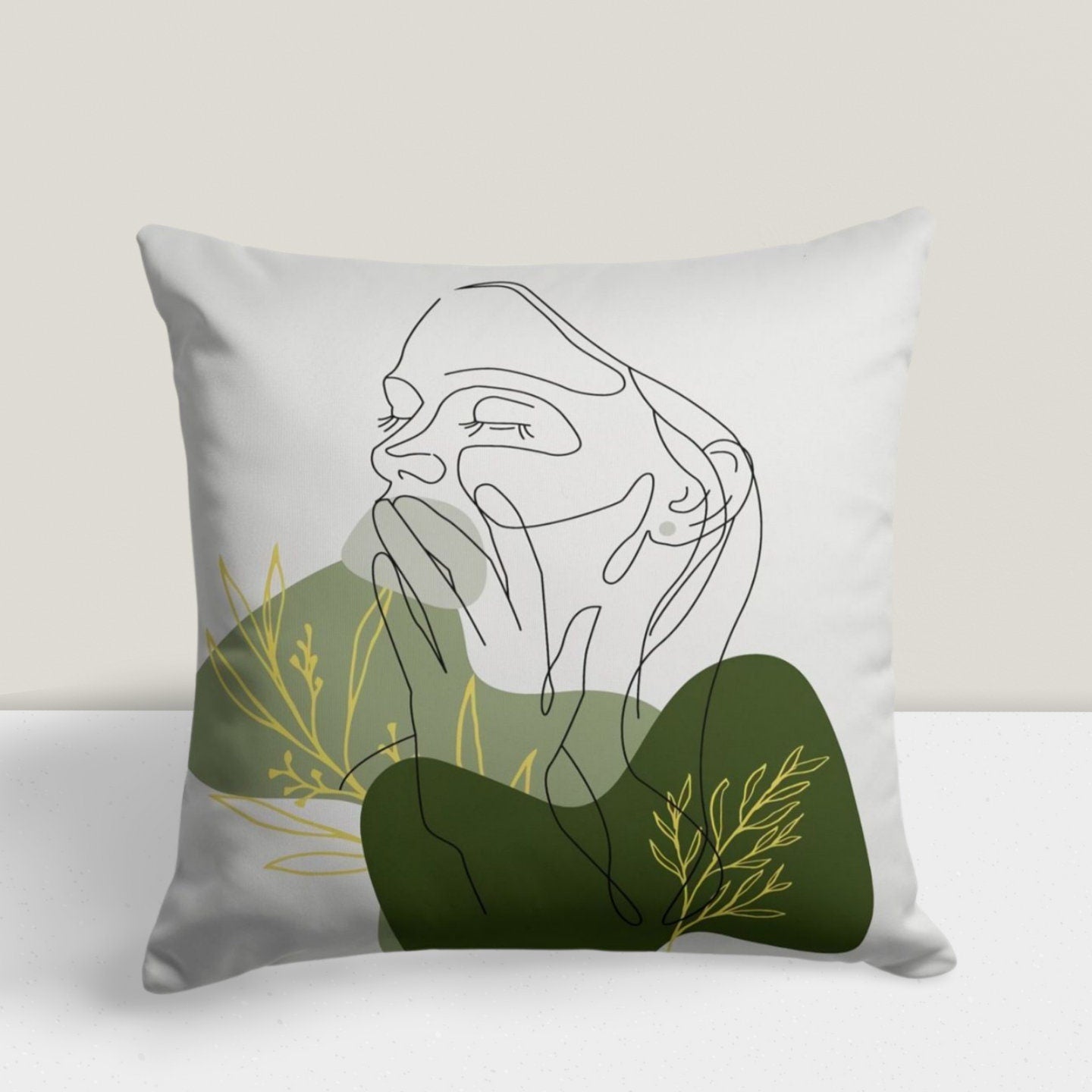 One Stroke Drawing Boho Abstract Floral Cushion Cover