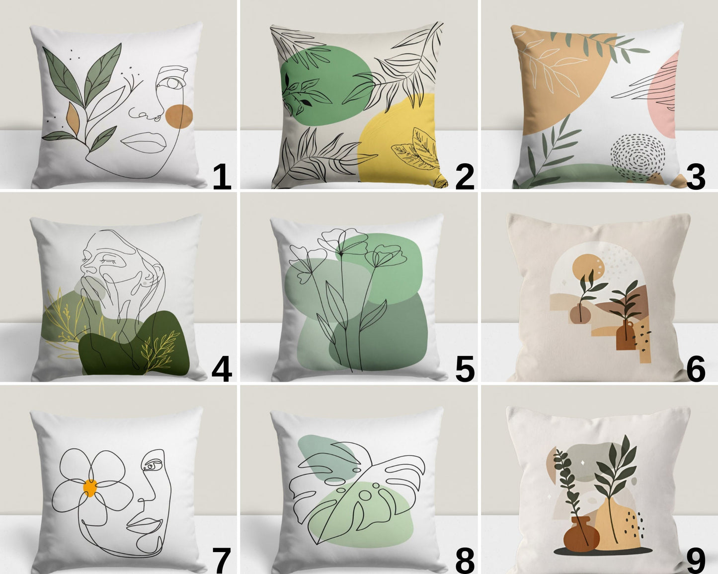 One Stroke Drawing Boho Abstract Floral Cushion Cover