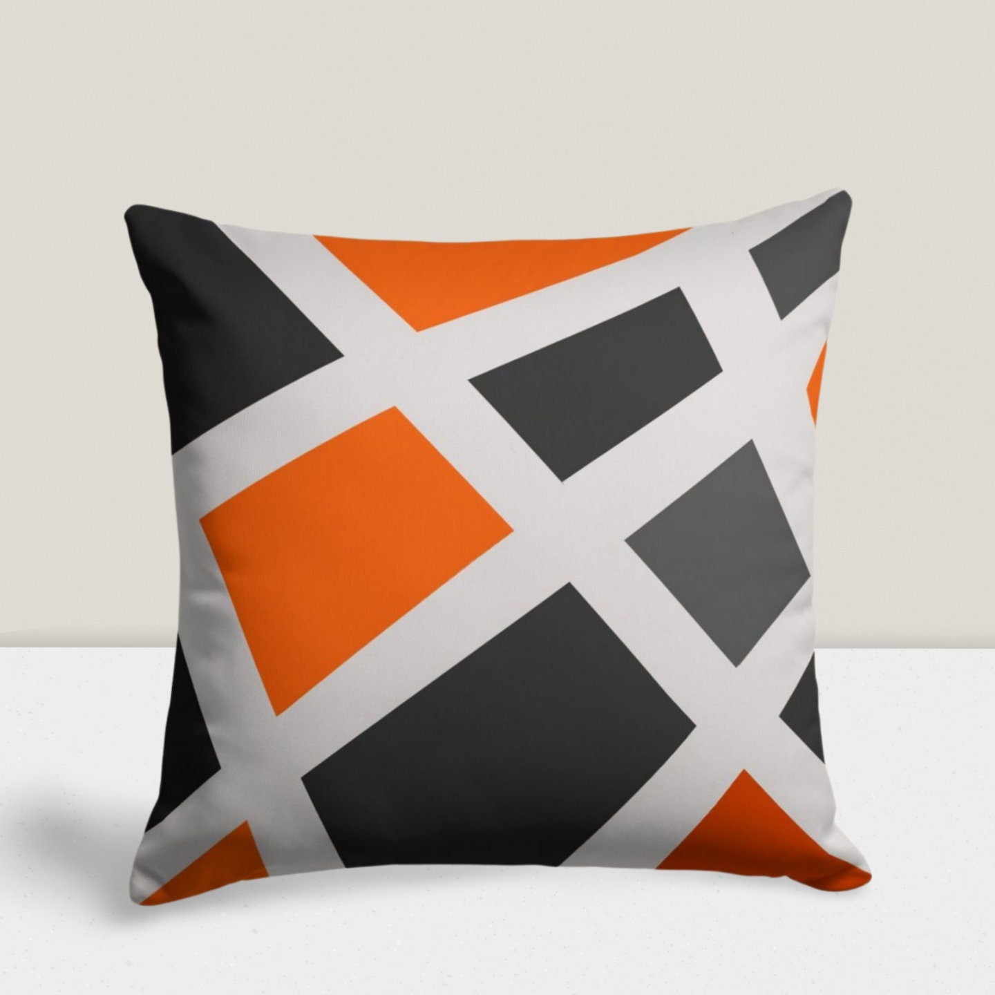 Orange and Black Geometric Modern Cushion Cover