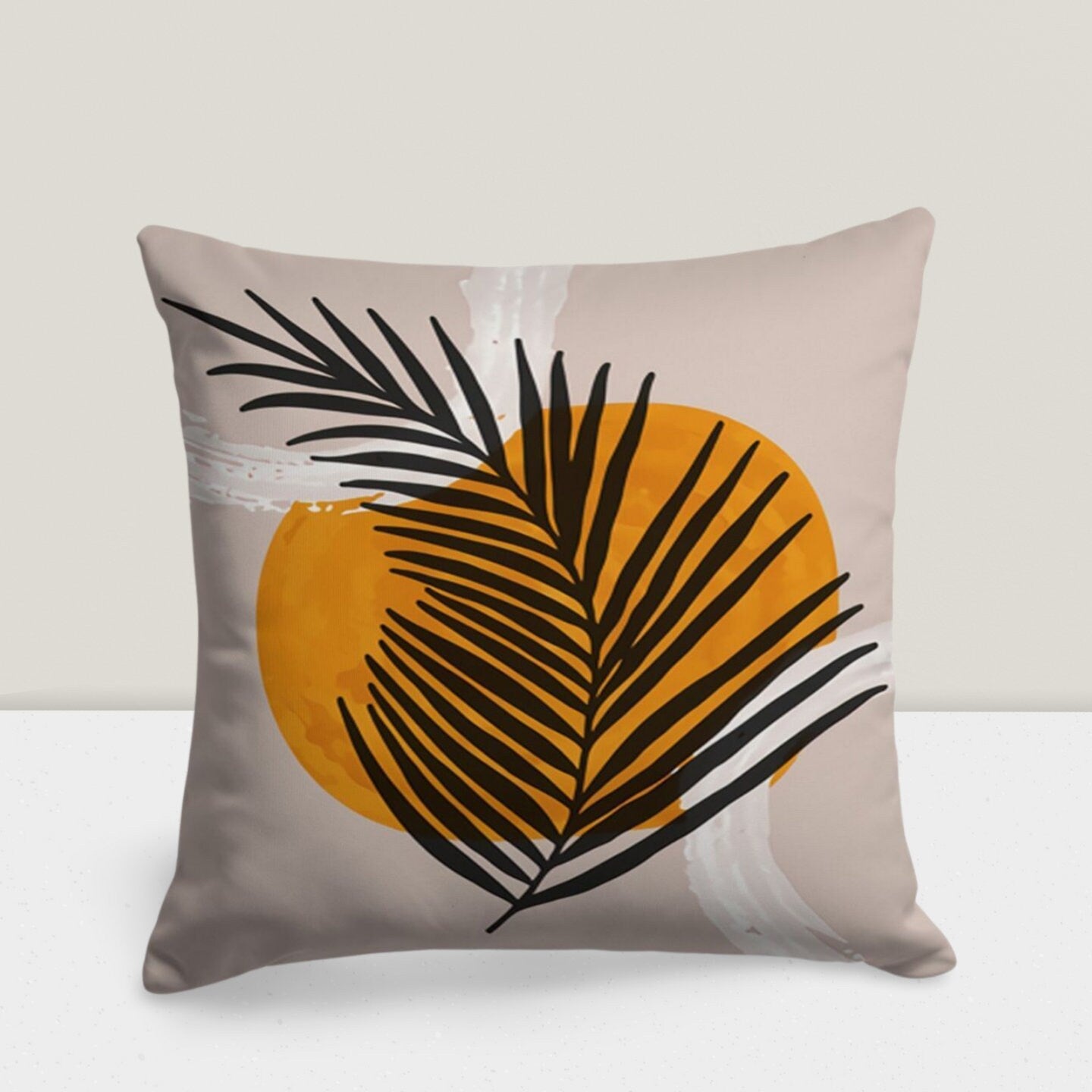 Minimalist Flower Drawing Mid Century Modern Cushion Cover