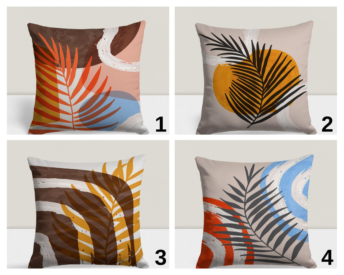 Minimalist Flower Drawing Mid Century Modern Cushion Cover
