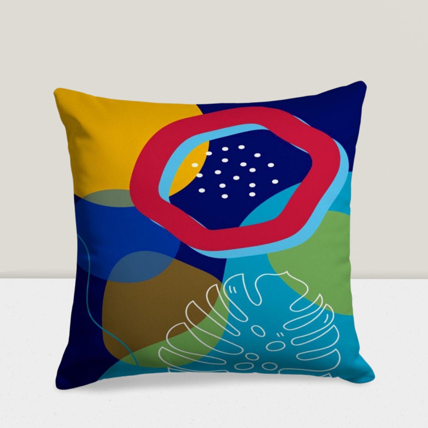 Colorful Abstract Shapes Modern Art Deco Cushion Cover