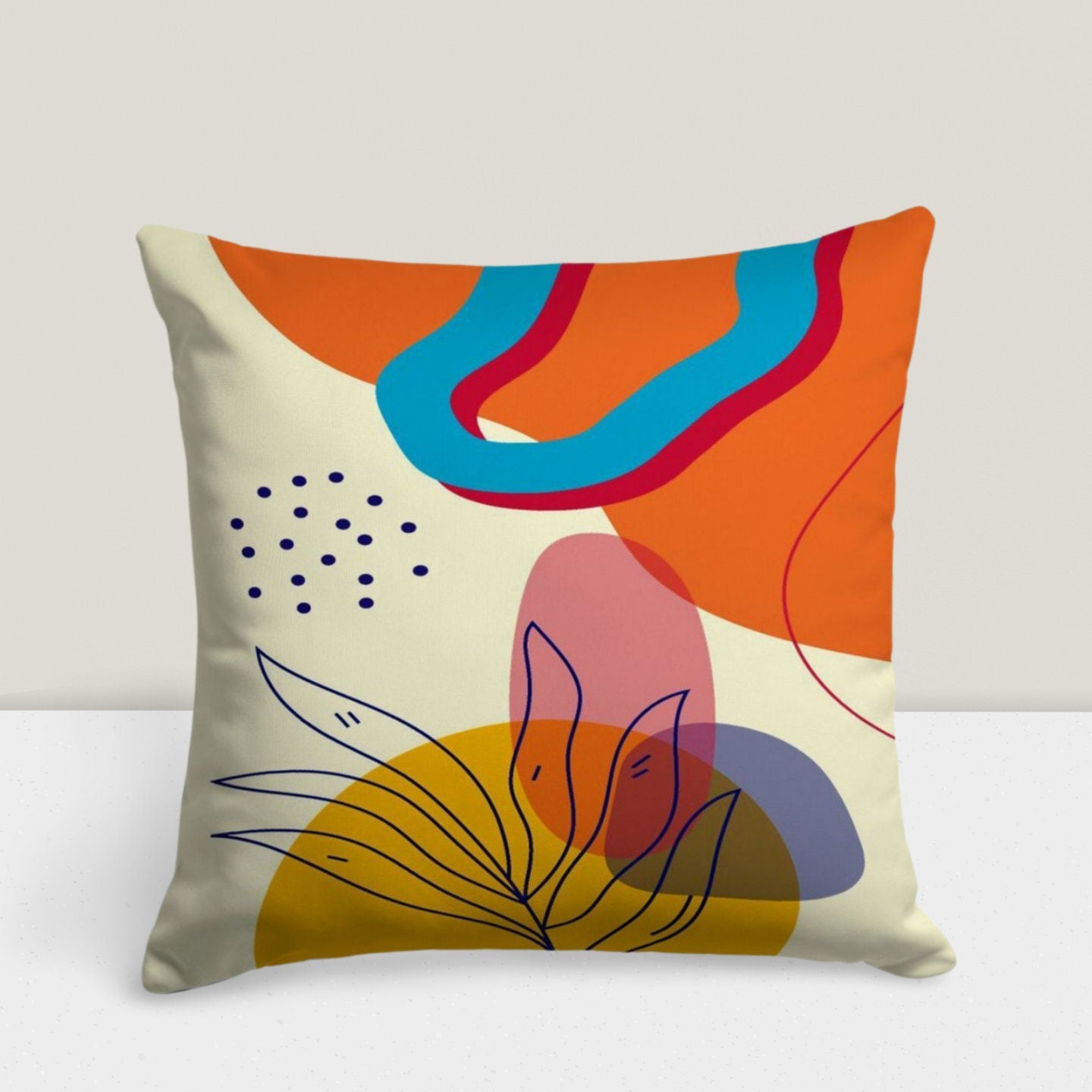 Colorful Abstract Shapes Modern Art Deco Cushion Cover