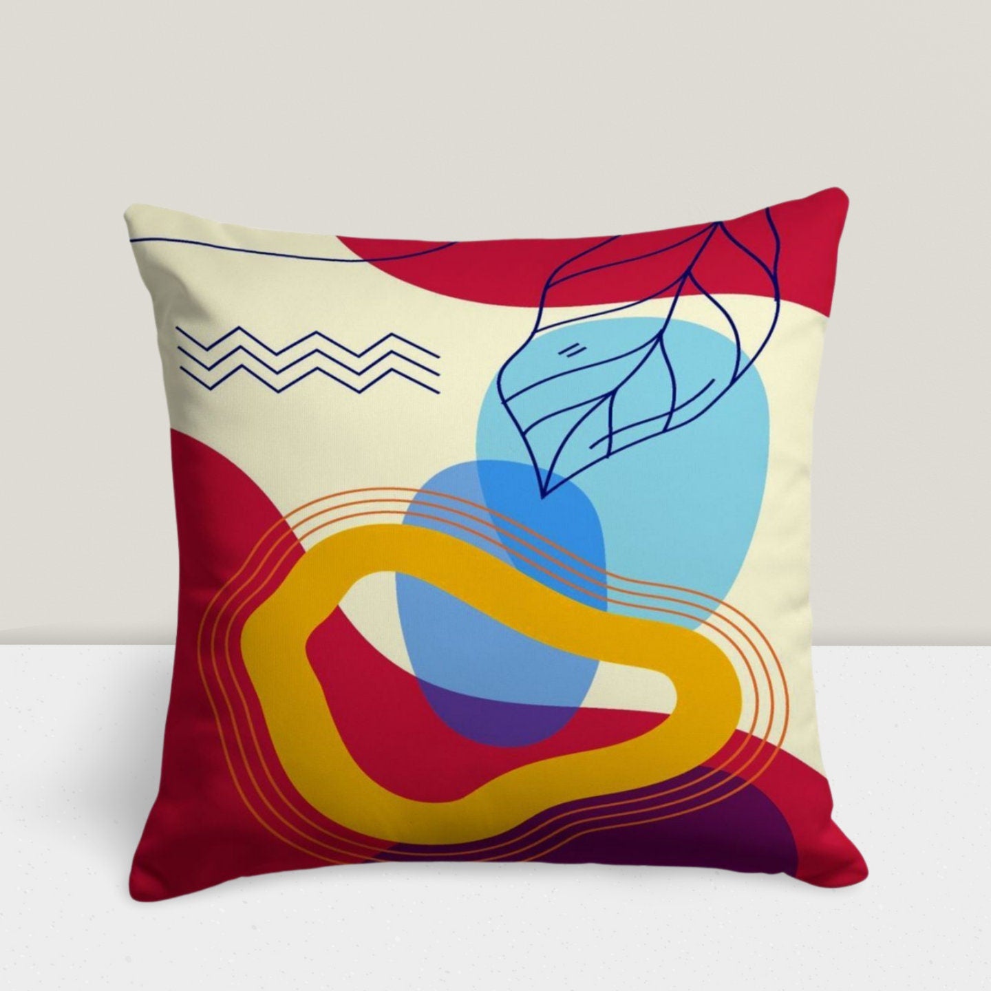 Colorful Abstract Shapes Modern Art Deco Cushion Cover