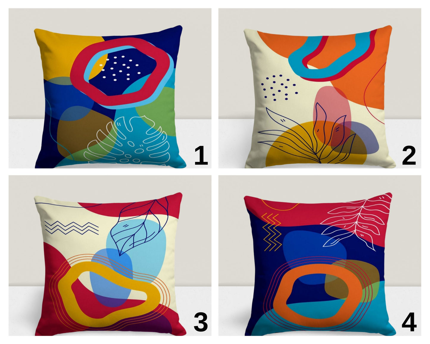 Colorful Abstract Shapes Modern Art Deco Cushion Cover