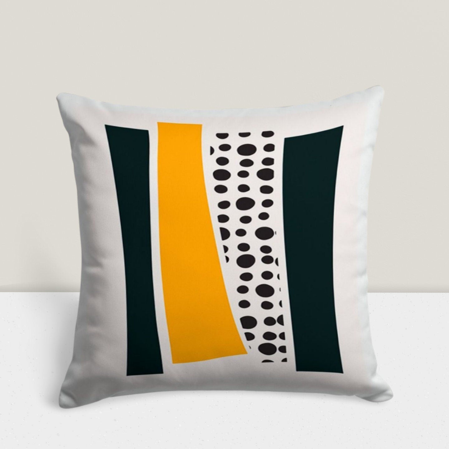 Black and Mustard Geometric Abstract Cushion Cover