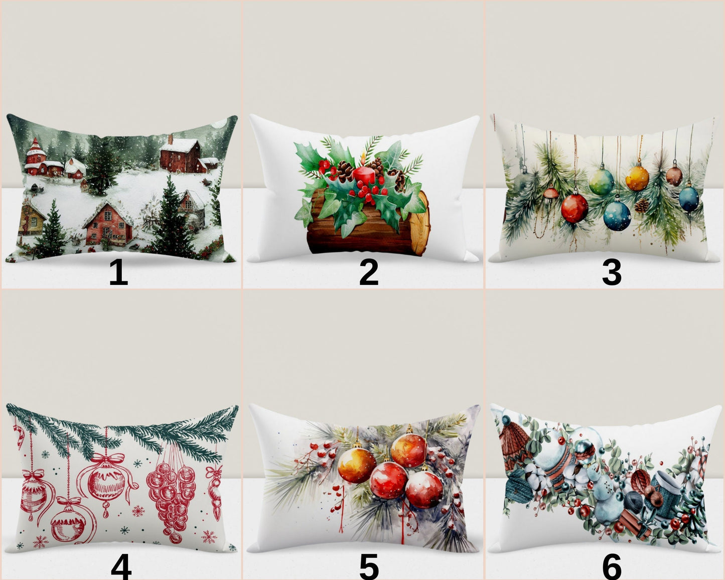 Christmas Festive Home Decor Xmas Lumbar Cushion Cover