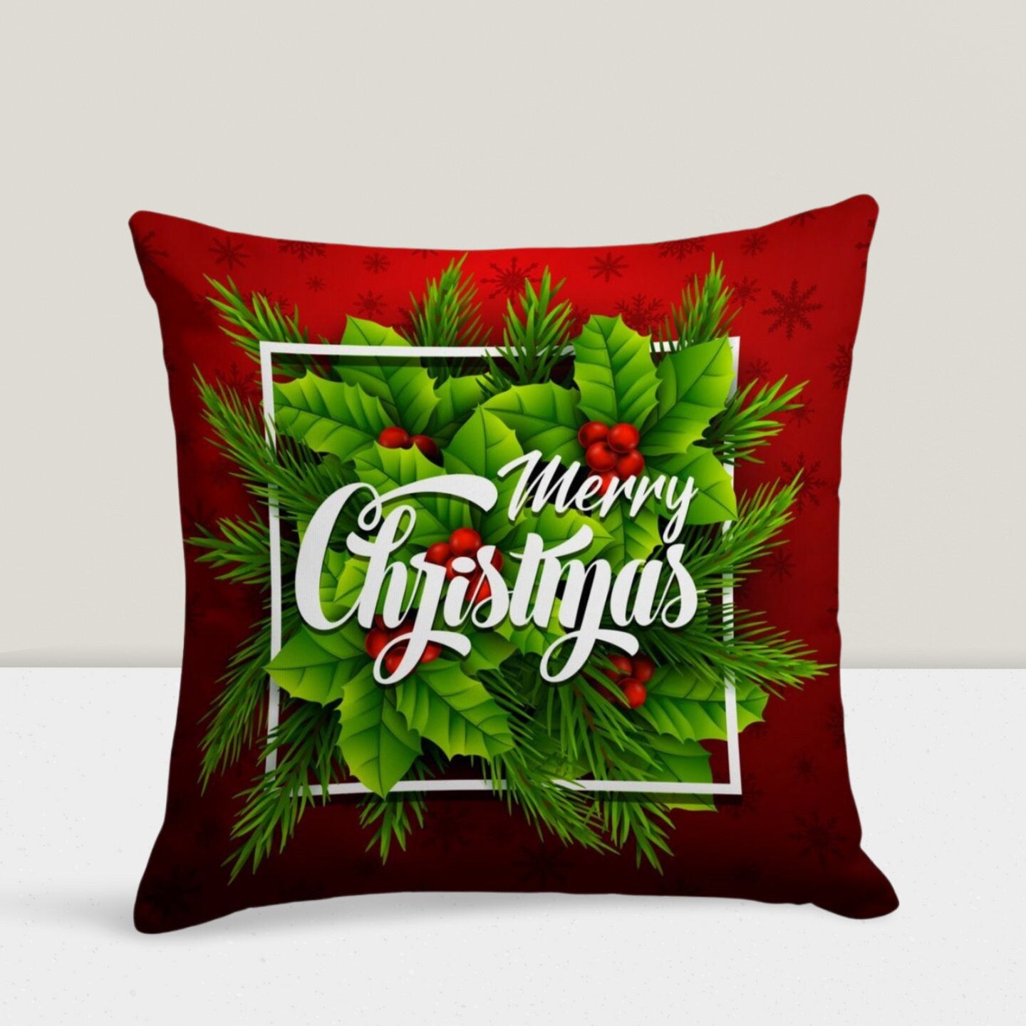 Christmas Ornaments Xmas Plaid Poinsettia Cushion Cover