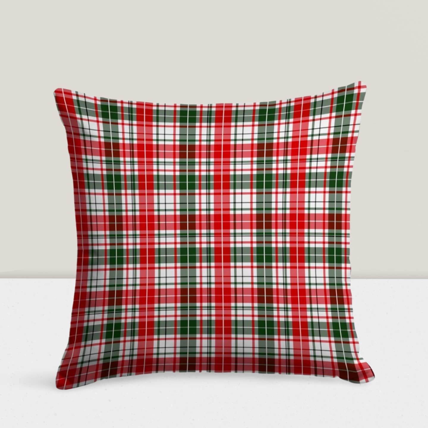 Christmas Ornaments Xmas Plaid Poinsettia Cushion Cover