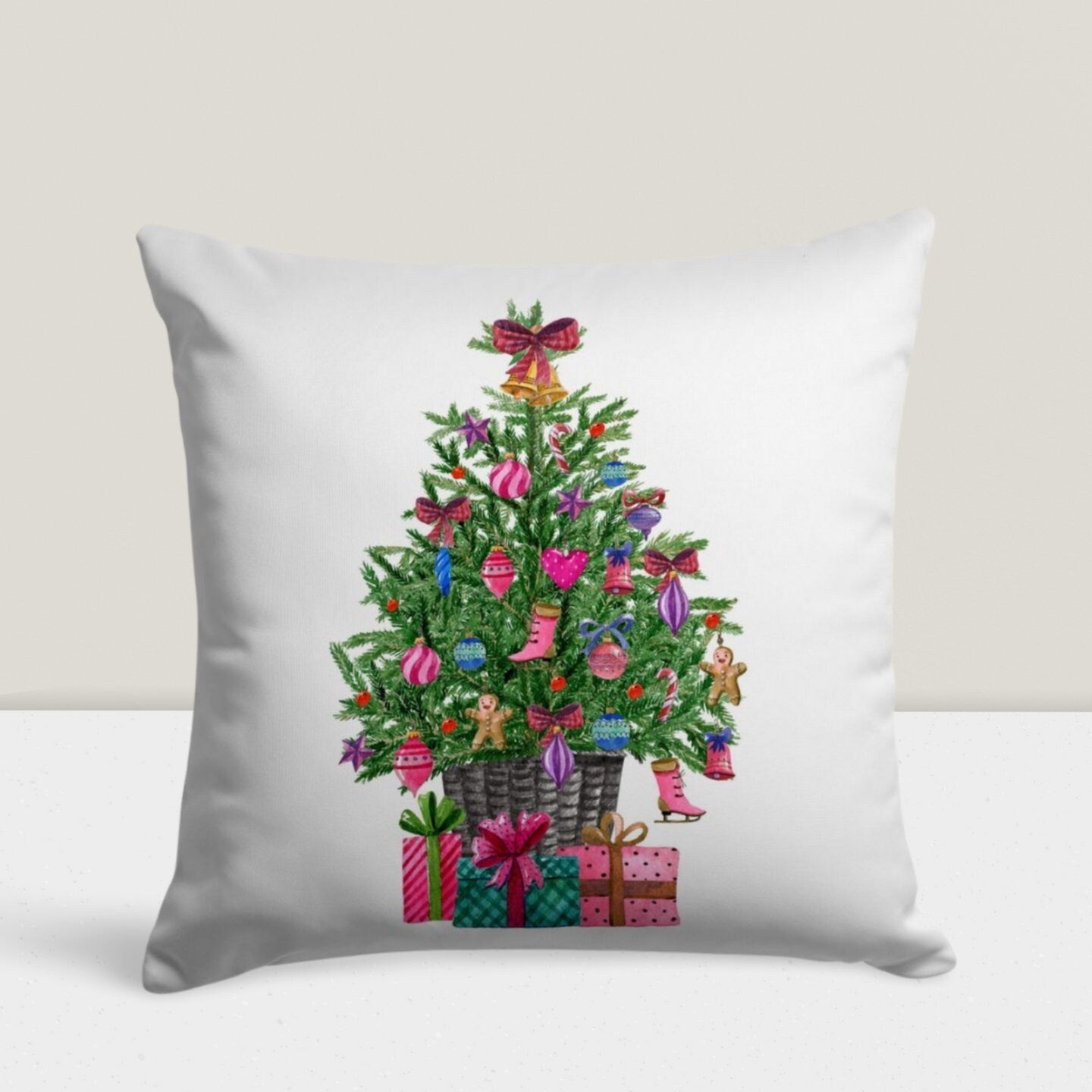 Christmas Wreath Festive Holiday Themed Cushion Cover