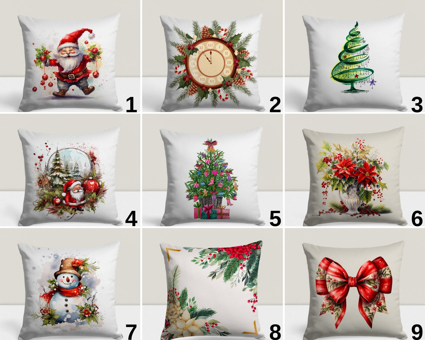 Christmas Wreath Festive Holiday Themed Cushion Cover