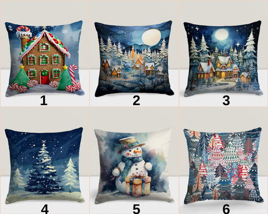 Christmas Snowman Festive Winter Decor Cushion Cover