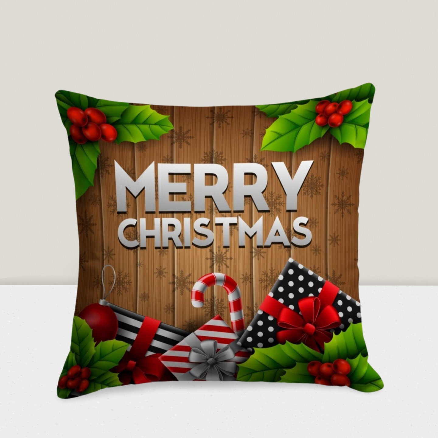 Festive Winter Accent Christmas Cushion Cover