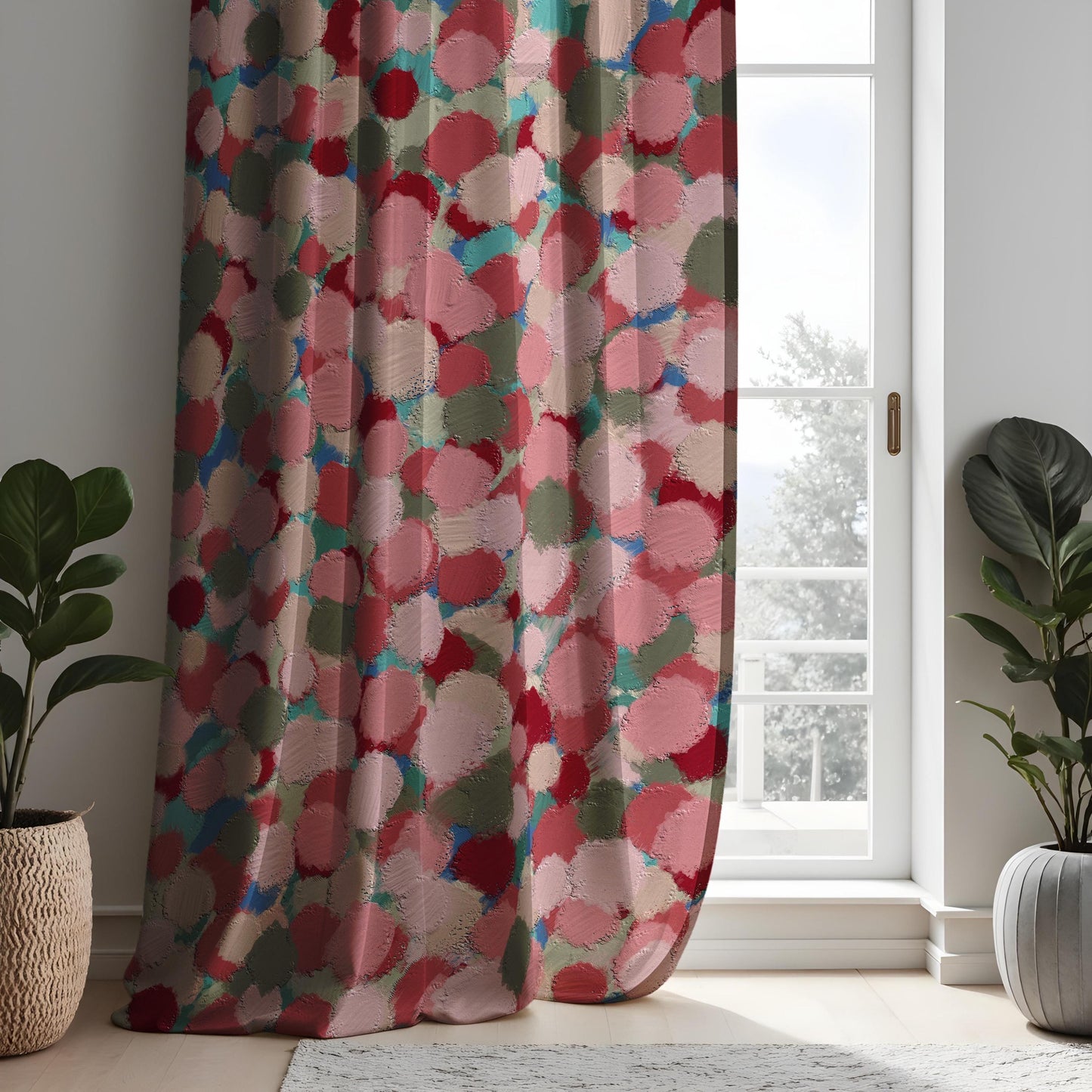 Abstract Painted Dots Curtains, Textured Brushstroke Pattern Drapes