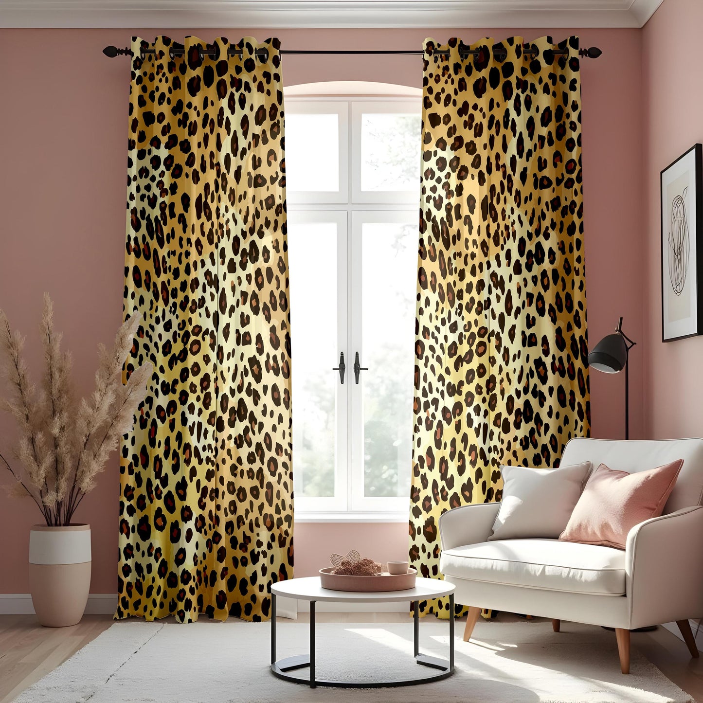 Classic Leopard Print Curtain, Bold Brown & Tan Animal Print Design