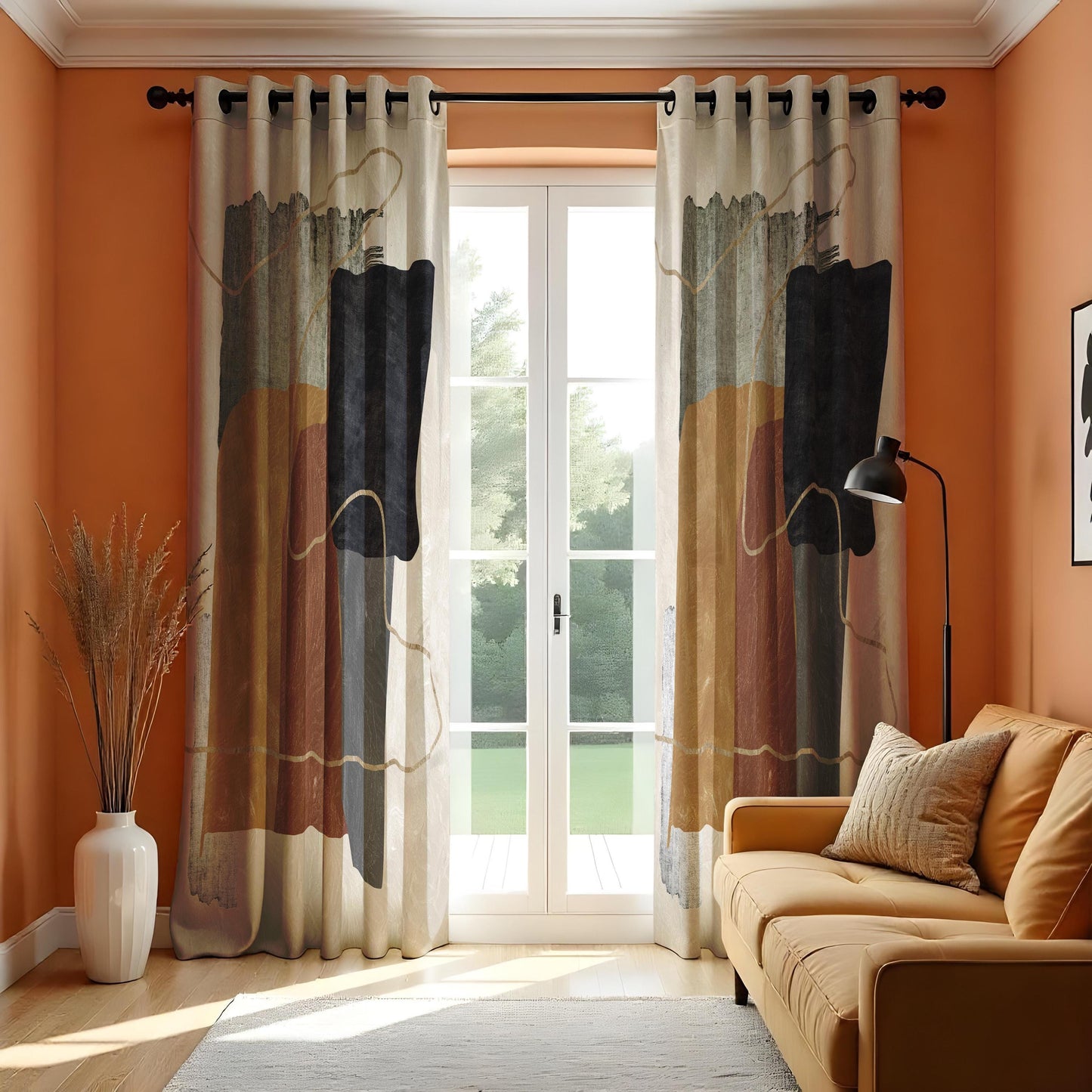 Abstract Modern Curtains, Geometric Art Drapes