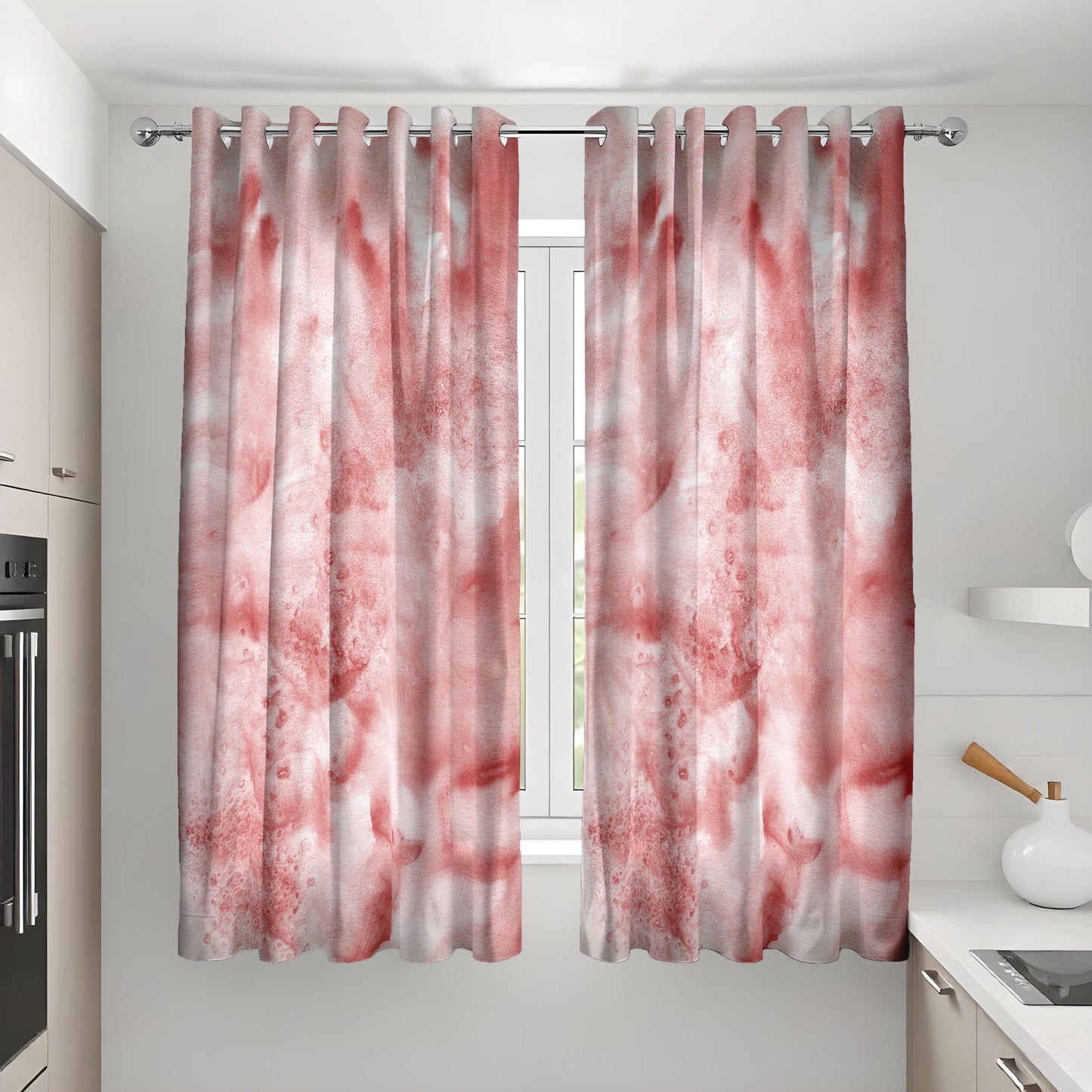 Blush Watercolor Curtains, Abstract Art Design Drapes