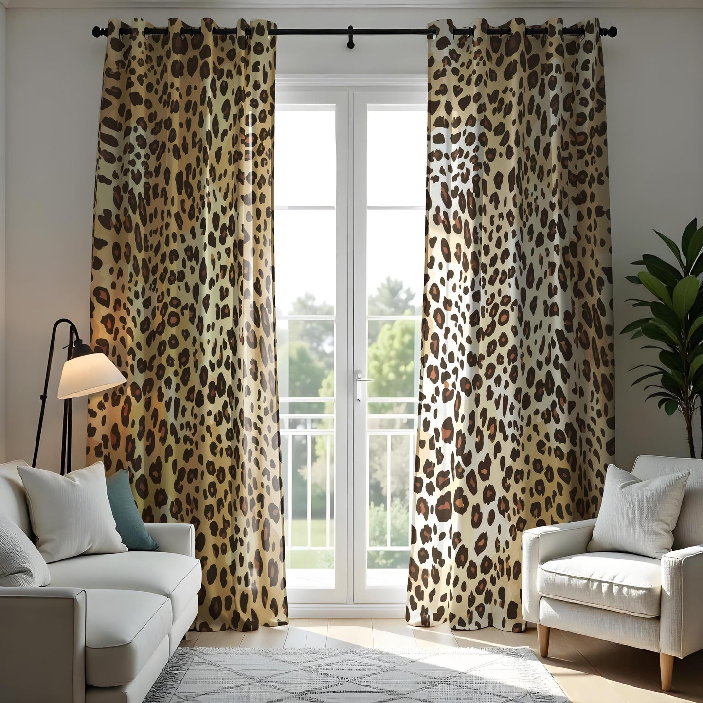 Classic Leopard Print Curtain, Bold Brown & Tan Animal Print Design